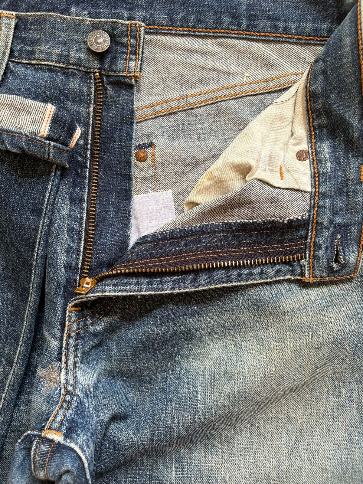 Levi's Vintage 80 Levis 504Z Big E Selvedge Baggy Jeans Size US 31 - 9 Thumbnail
