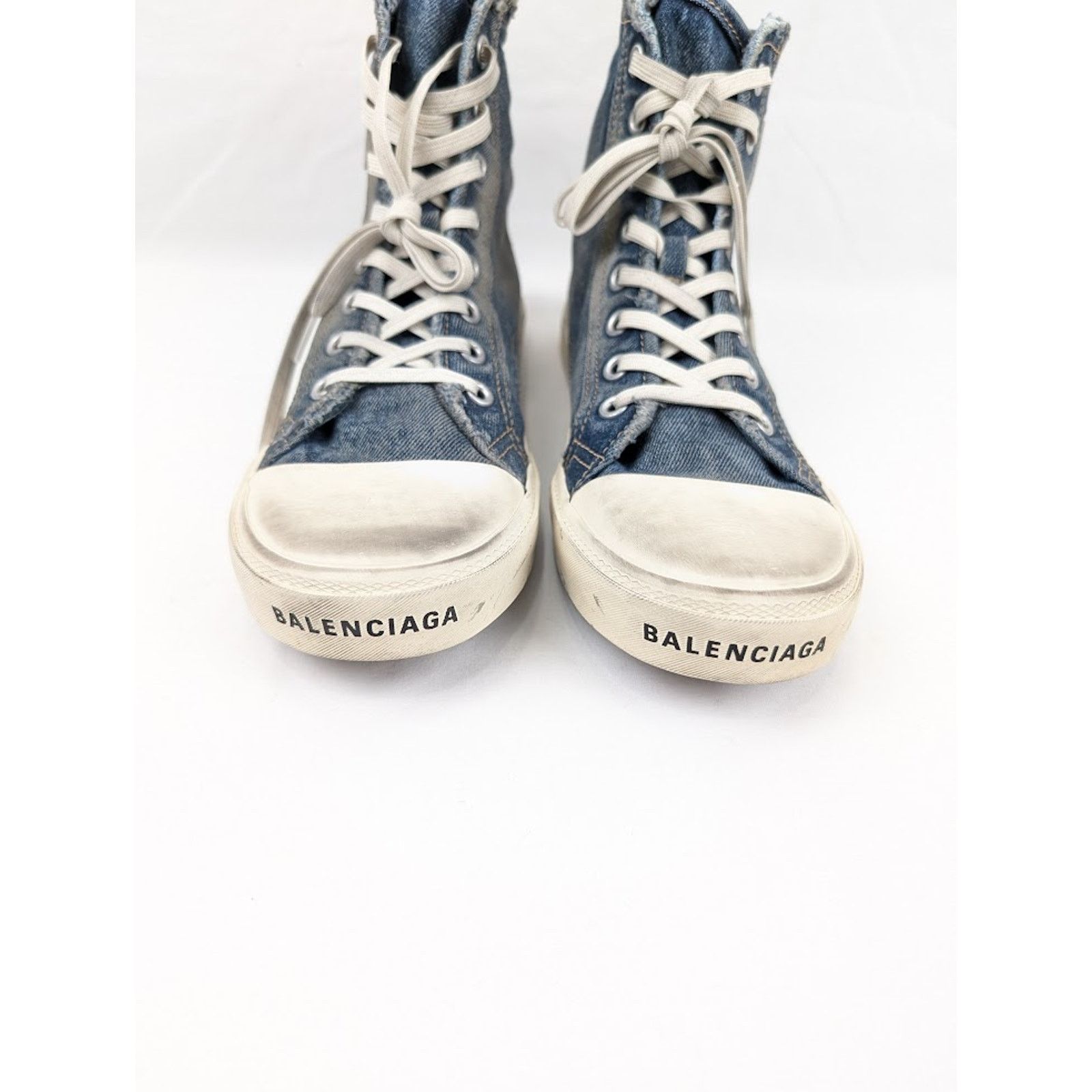 Balenciaga o1rshd1 90'S Paris High-Top Sneakers in Denim Blue Size US 14 / EU 47 - 13 Thumbnail