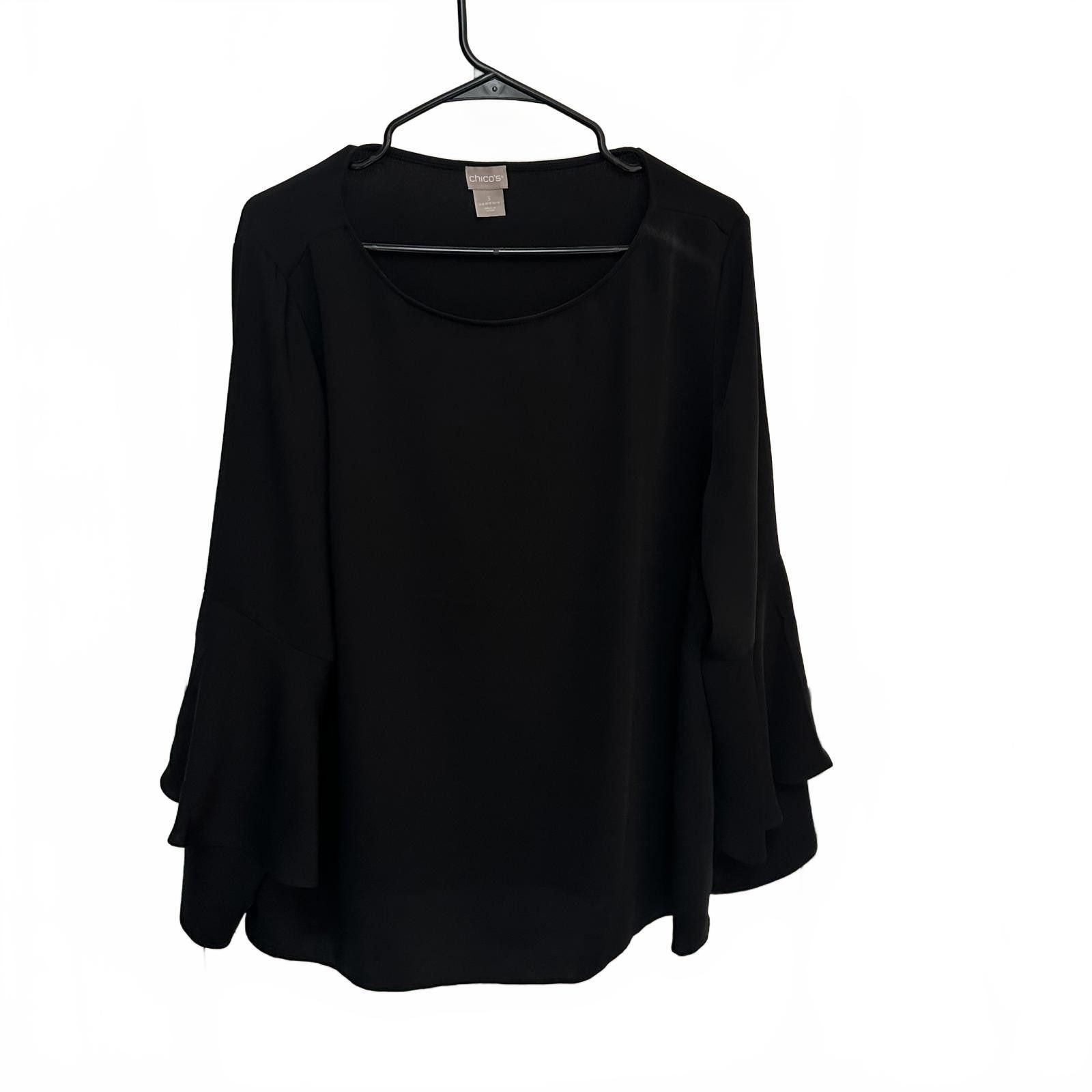 Chicos Chico's Elegant Black Bell Sleeve Top Size M / US 6-8 / IT 42-44 - 1 Thumbnail