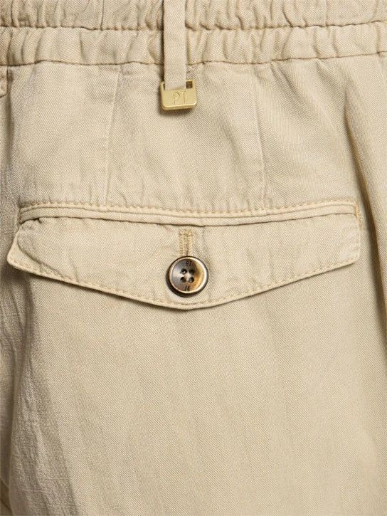 PT Torino o1lsvrm0425 Lyocell Blend Herringbone Shorts in Beige Size US 30 / EU 46 - 4 Thumbnail