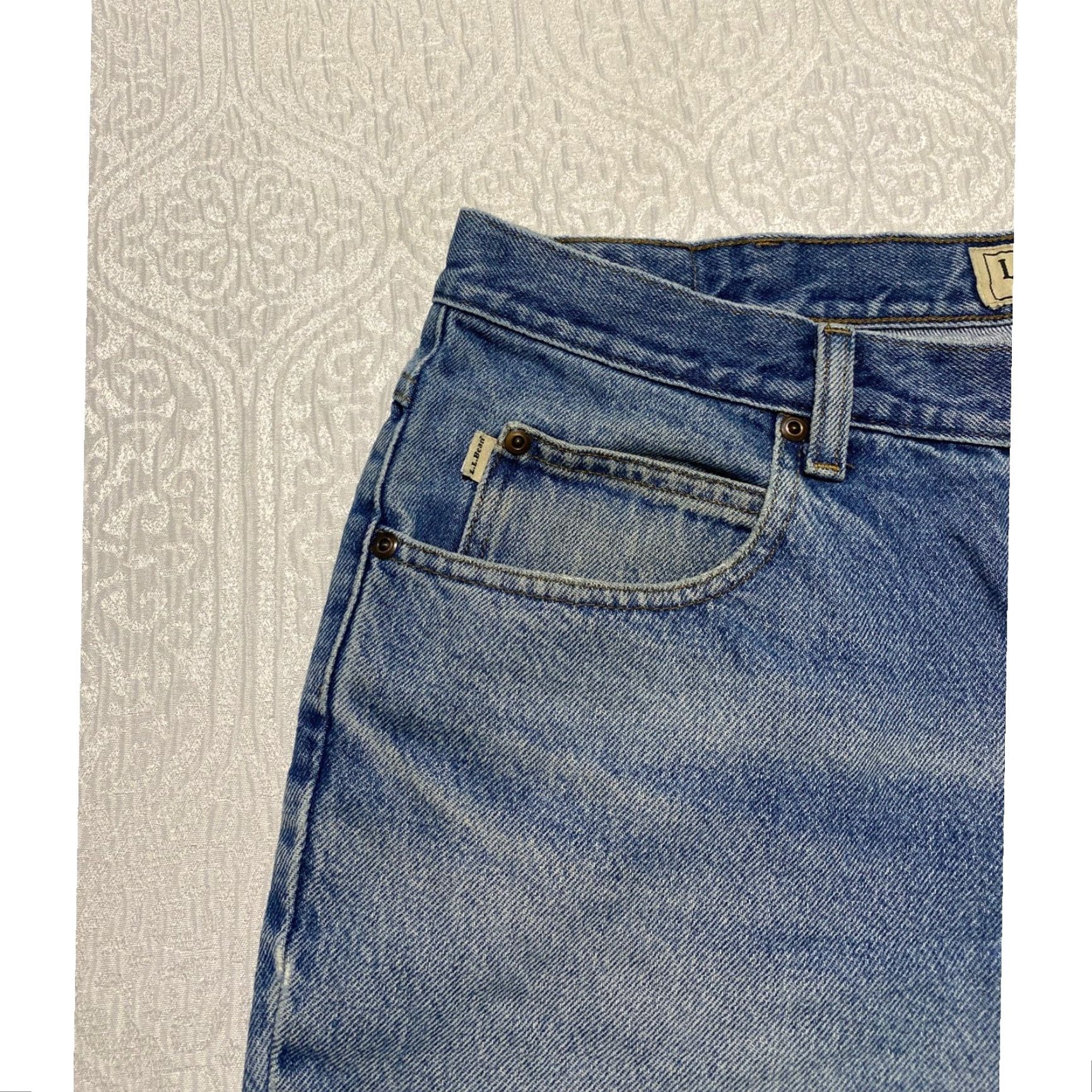 Denime LLBean Classic Fit Jeans Mens 36x28 Blue Denim Cotton Straight Leg Pants Size US 36 / EU 52 - 3 Thumbnail