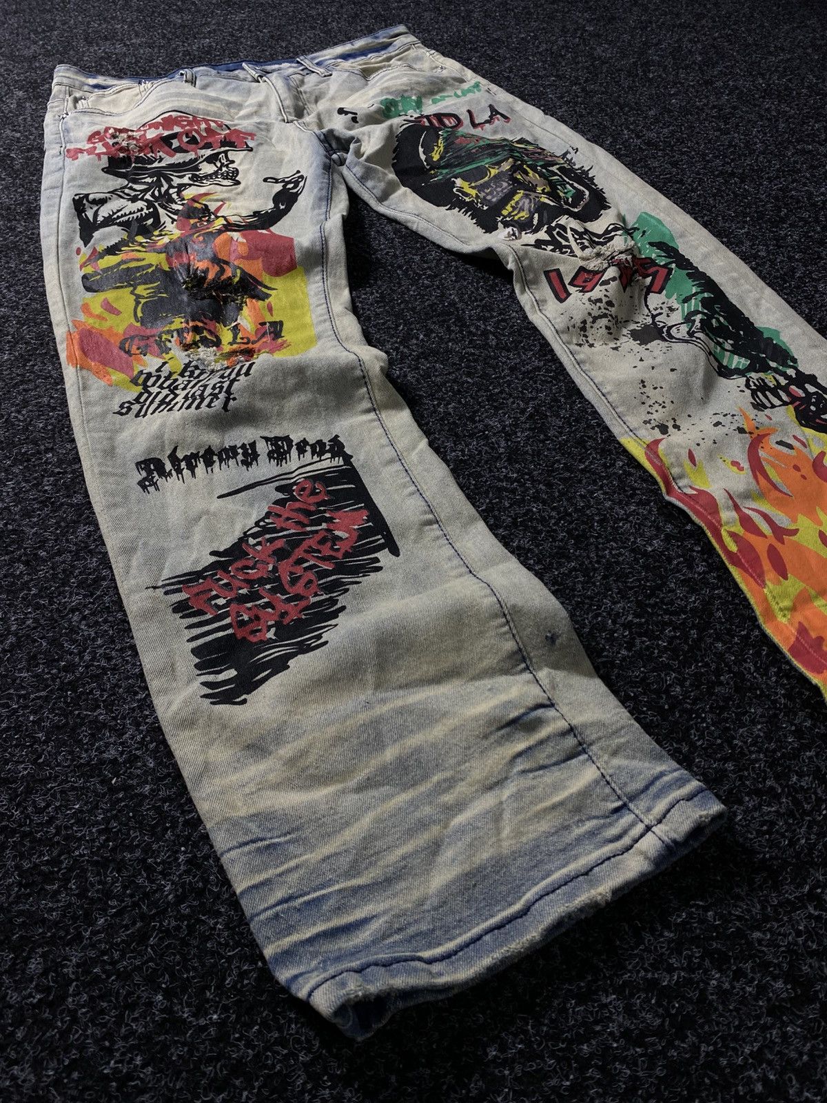 If Six Was Nine × Japanese Brand × Vintage Vintage 90s Y2K Distressed Punk Rock Jeans baggy pants Size US 32 / EU 48 - 2 Thumbnail