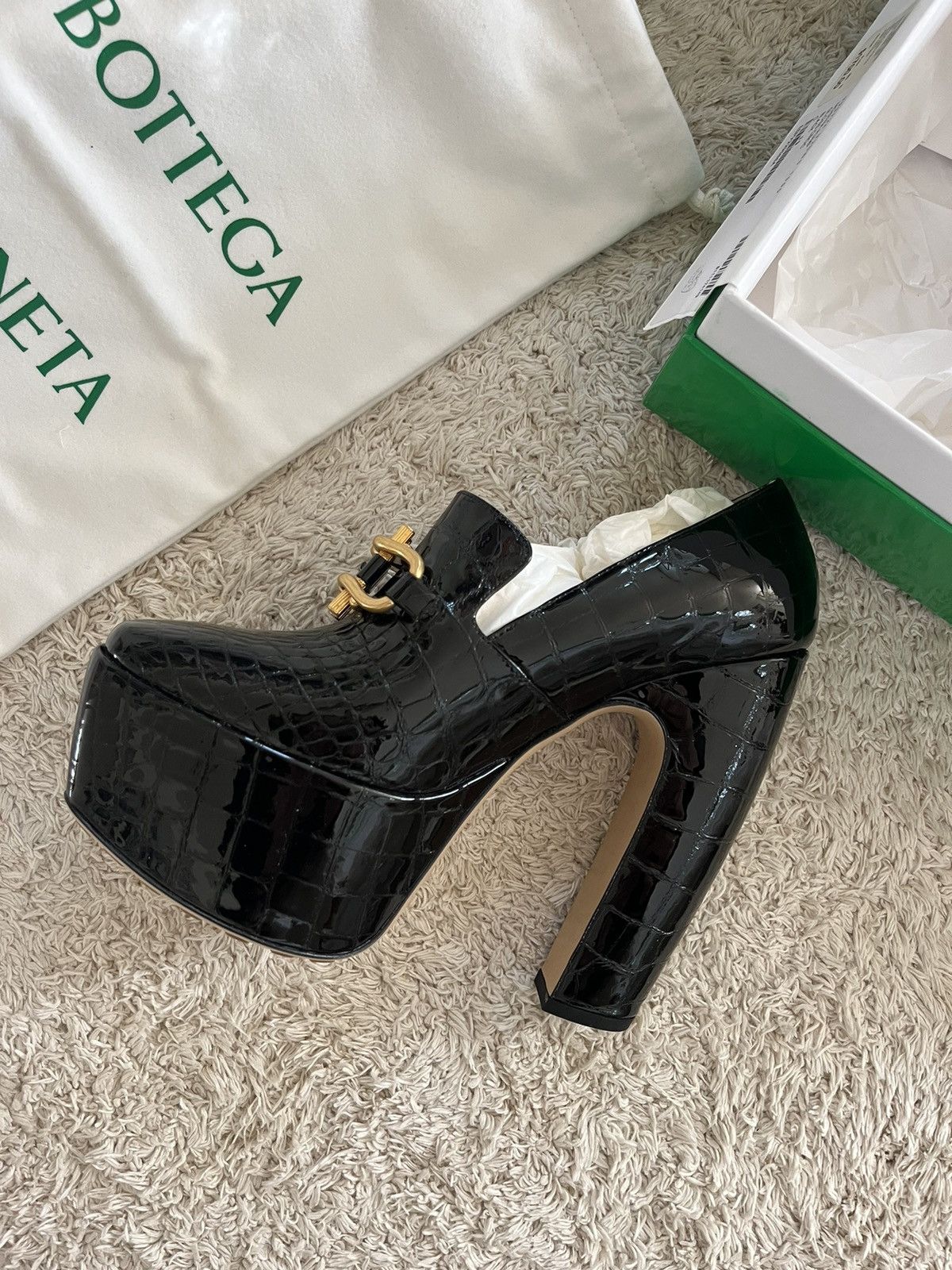 Bottega Veneta BOTTEGA VENETA CROC PLATFORM PUMPS NIB Size US 9 / IT 39 - 6 Thumbnail
