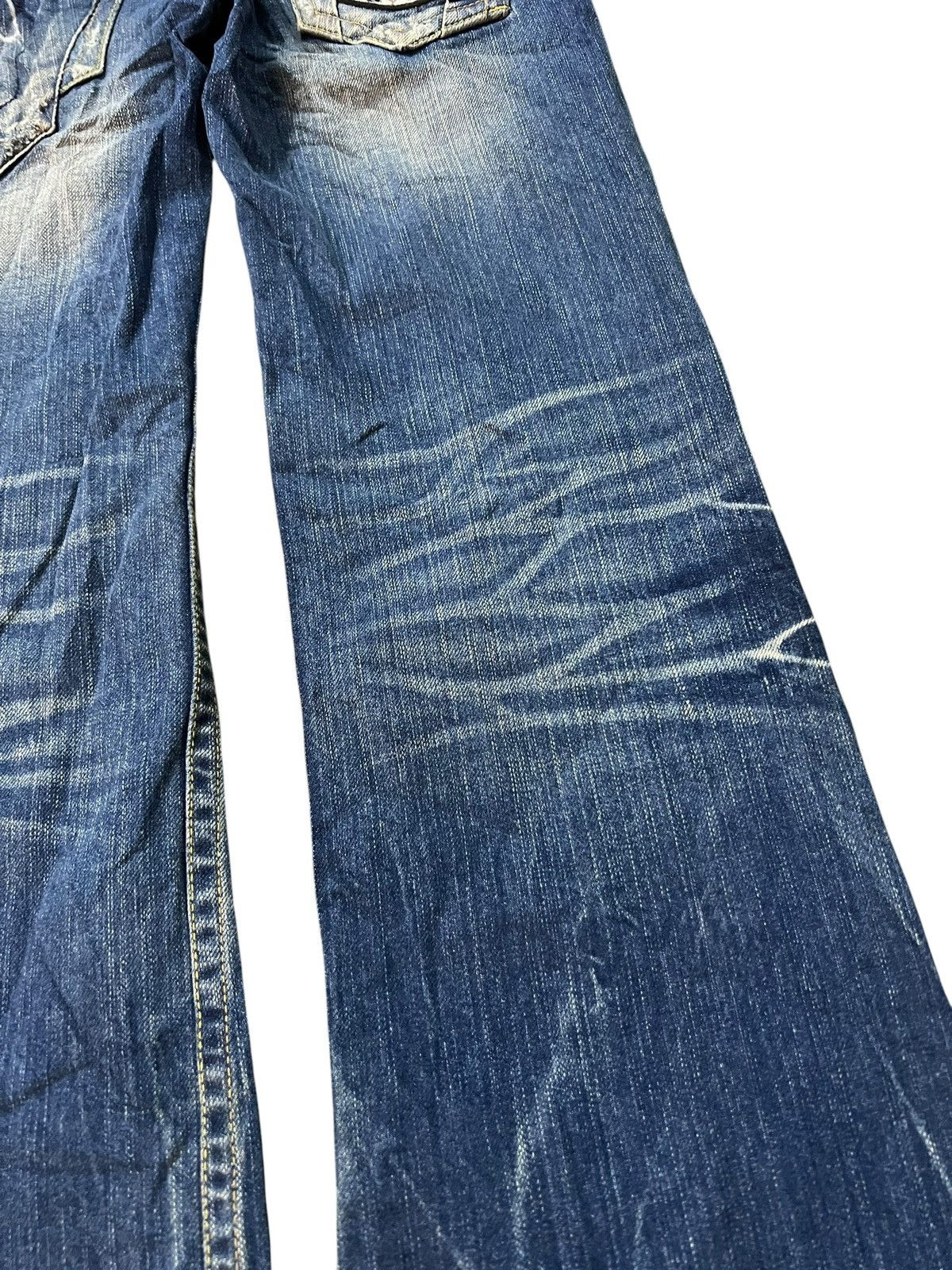 Japanese Brand 💥Flare low rise💥Red pepper Clawmark Mud wash Jean Very Rare Size US 29 - 15 Thumbnail