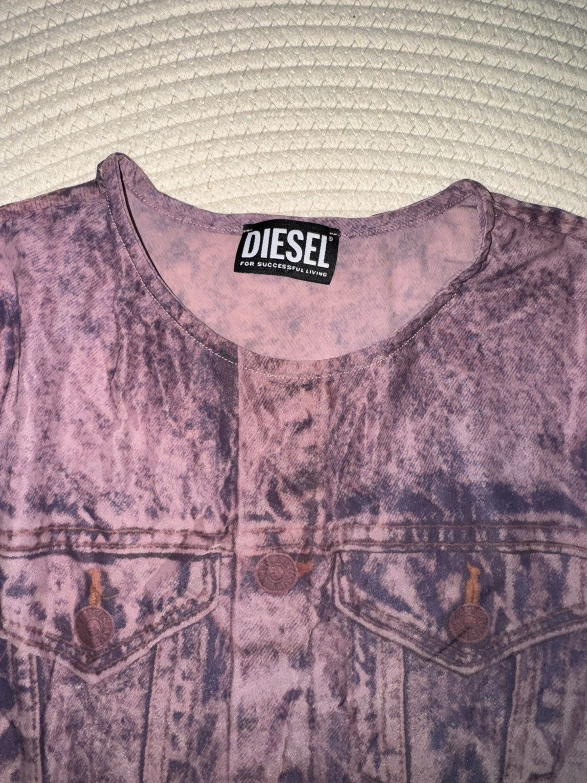 Diesel Diesel Violet Denim Jacket Mesh Tee Size S / US 4 / IT 40 - 2 Thumbnail
