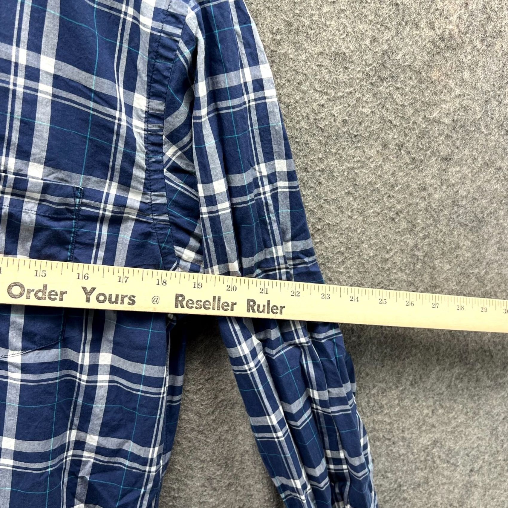 J.Crew VINTAGE J.CREW Shirt Men S Blue Button-Down Plaid Lightweight Preppy Dress/Workwear Size 36R - 3 Thumbnail