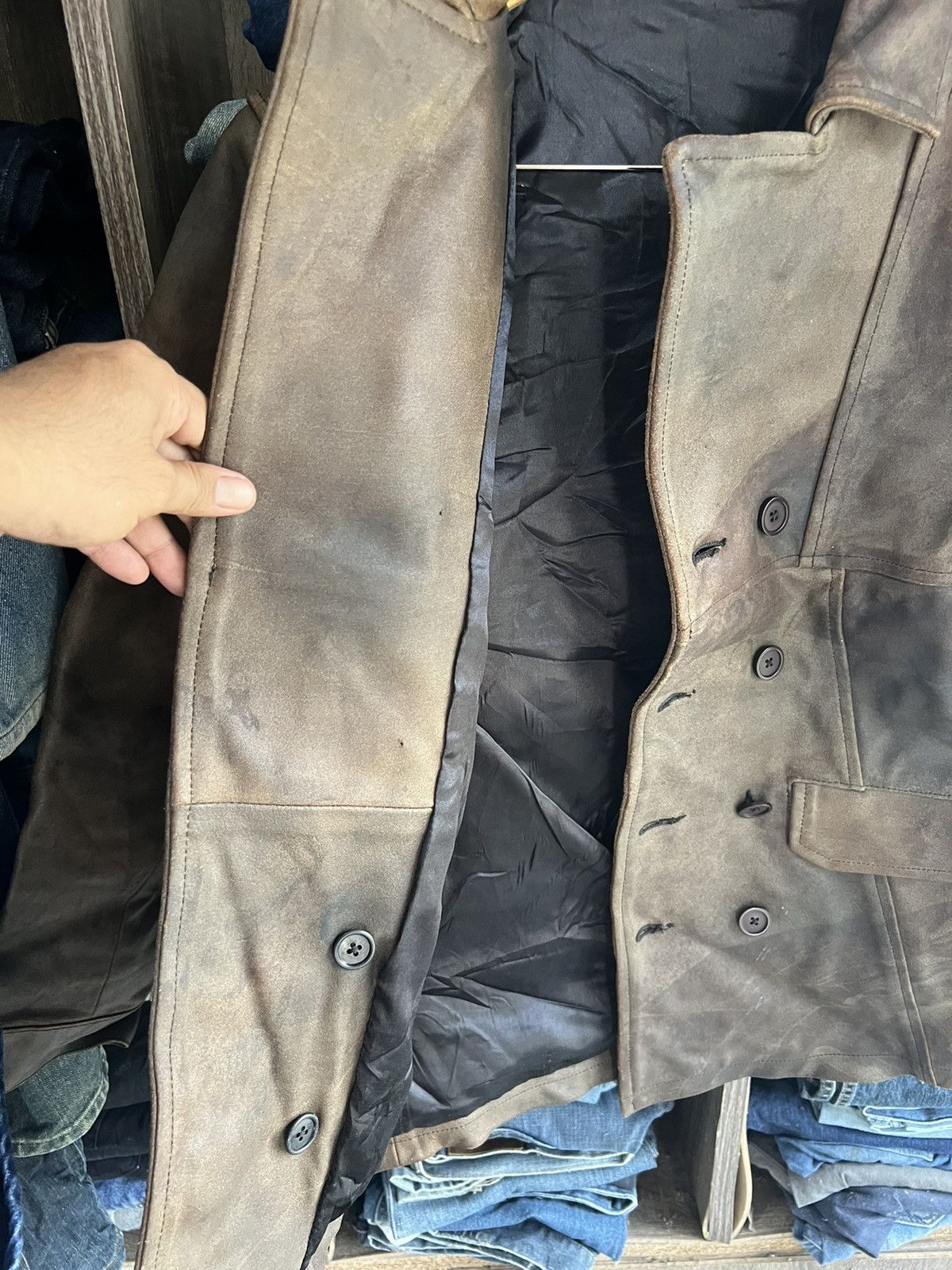 Leather 🔥Unbrand Genuine Leather Button Jacket Size US S / EU 44-46 / 1 - 12 Thumbnail