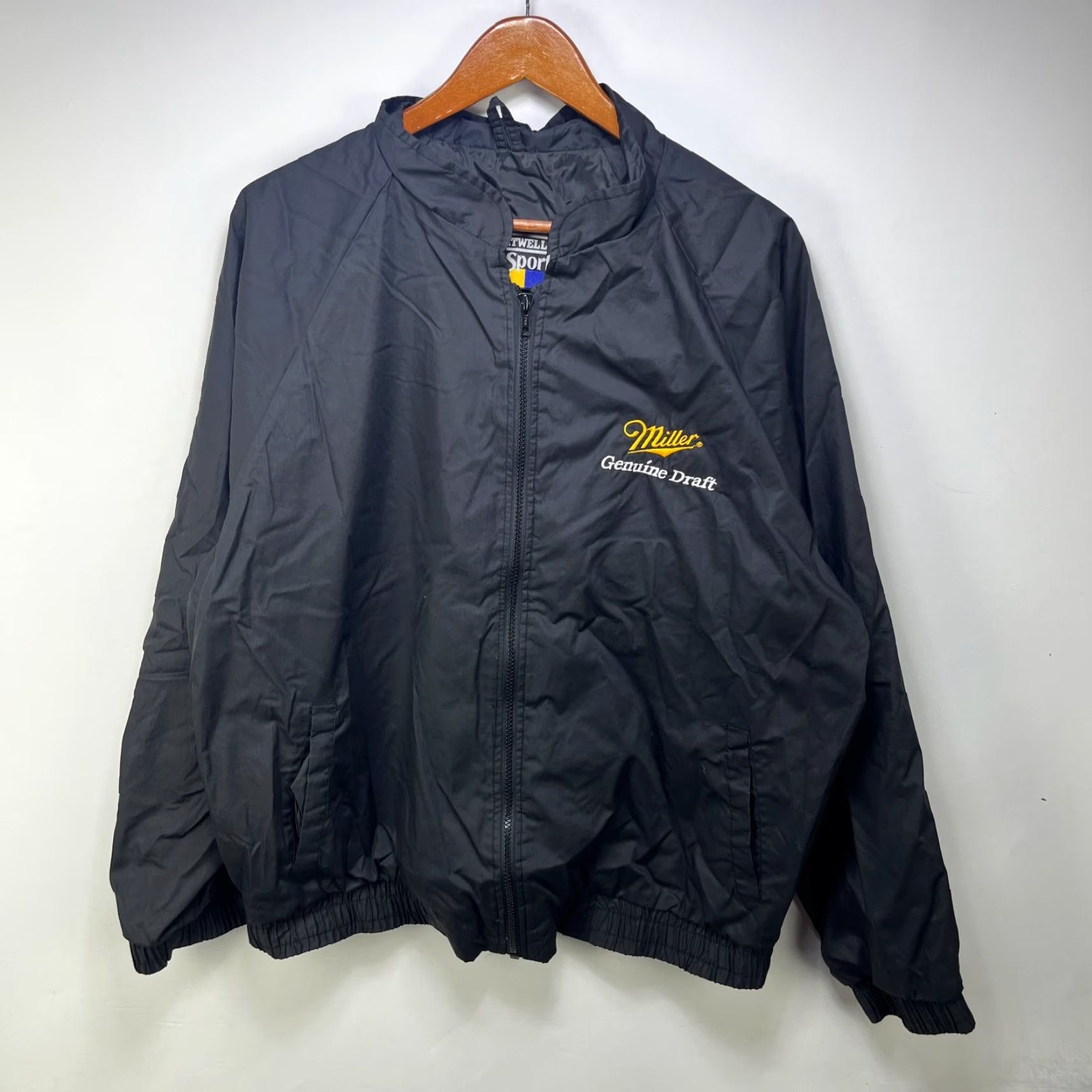 Vintage VINTAGE Miller Genuine Draft Beer Windbreaker Jacket XL Black Mens 90s Biker Theme Windbreaker Jacket Size US XL / EU 56 / 4 - 2 Thumbnail