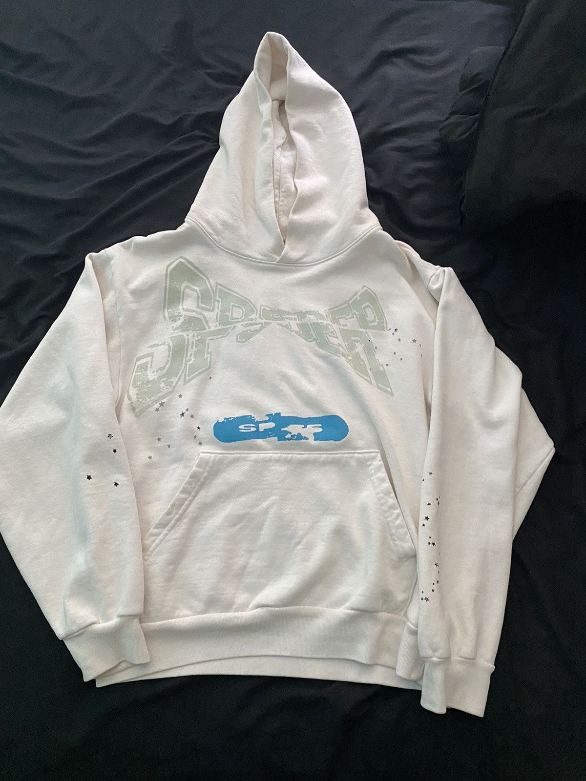 Spider Worldwide Sp5der White rhinestone hoodie spider