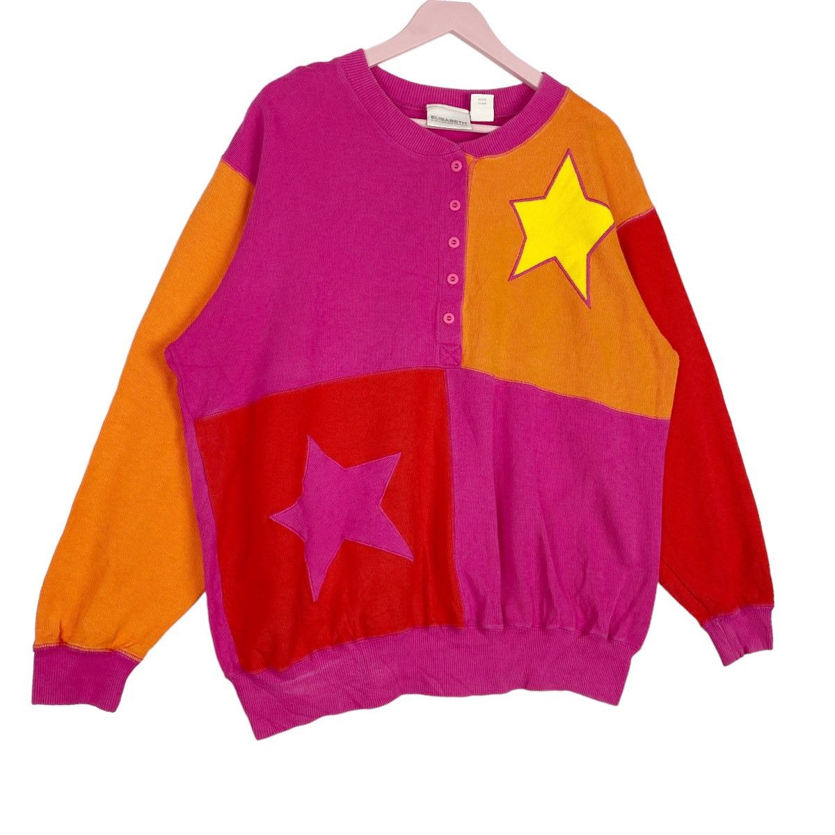 Vintage Vintage Elisabeth Button Up Crewneck Sweatshirt Pink Size XL / US 12-14 / IT 48-50 - 3 Thumbnail