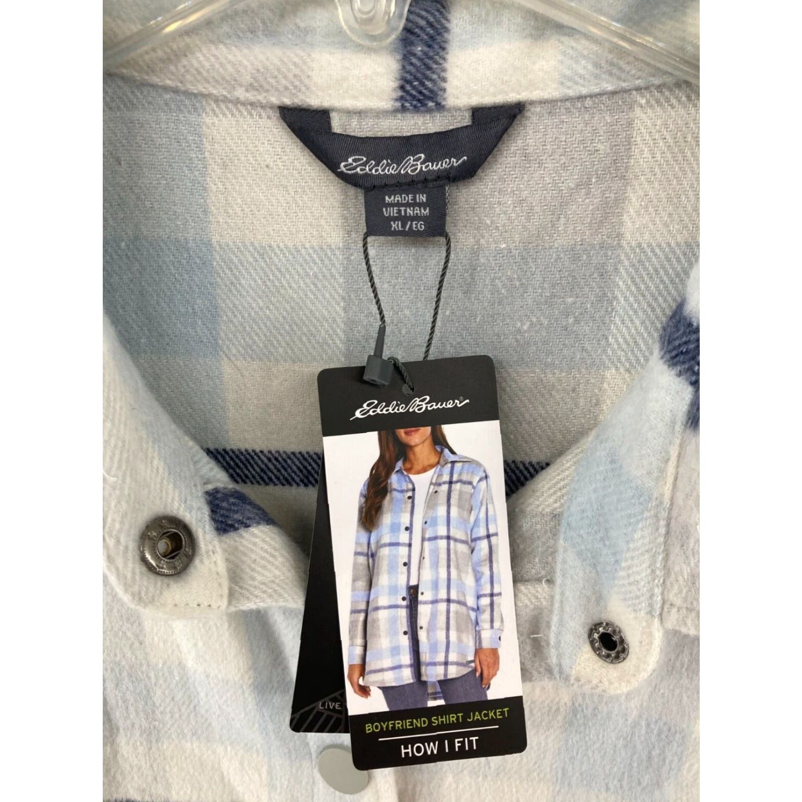 Eddie Bauer Eddie Bauer Women's Shacket XL Blue Plaid Fleece Button-Up Casual Shirt Snap Long Sleeve Outdoor Classic Size XL / US 12-14 / IT 48-50 - 5 Thumbnail