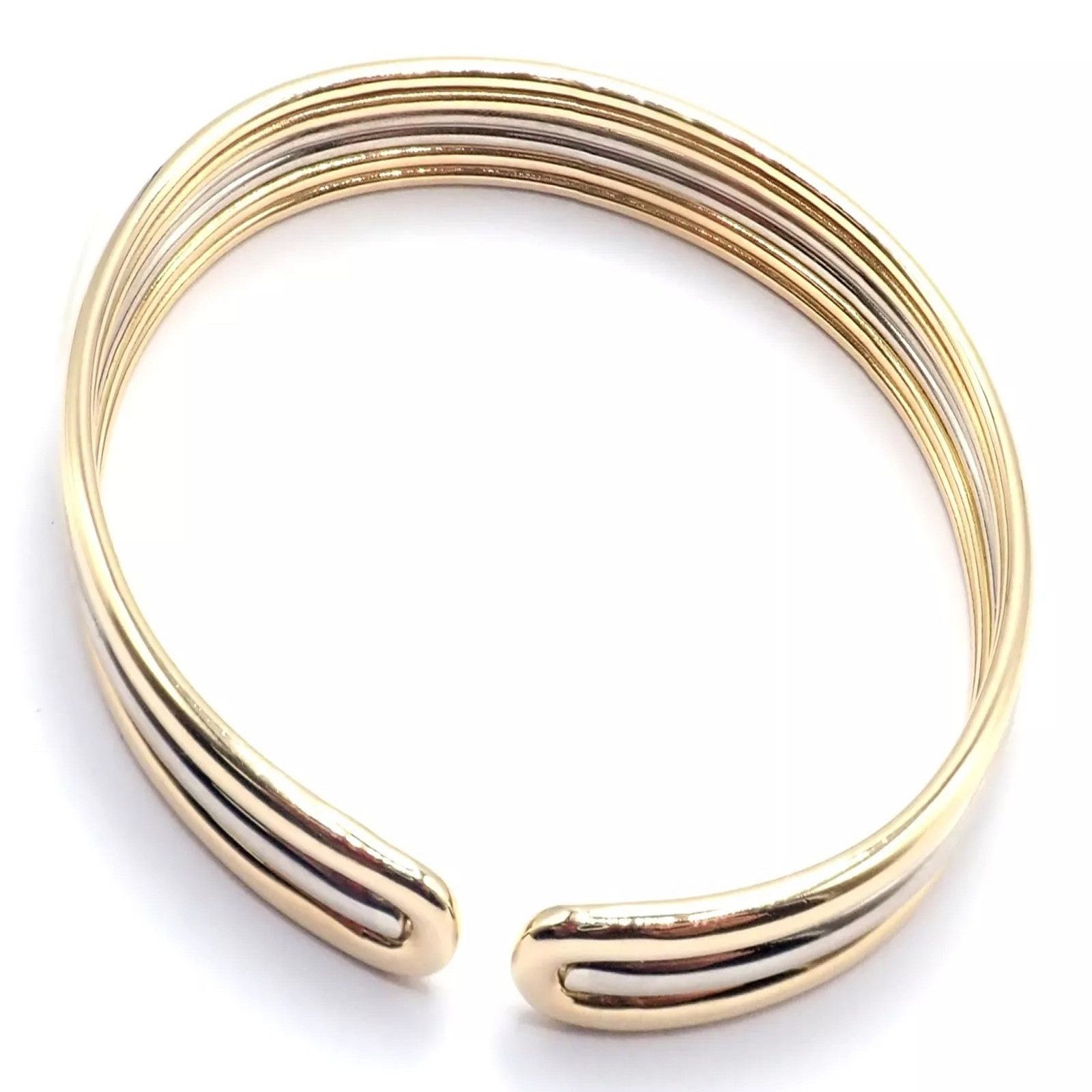 Van Cleef & Arpels 18k Yellow & White Gold Bangle Cuff Bracelet Size ONE SIZE - 9 Thumbnail