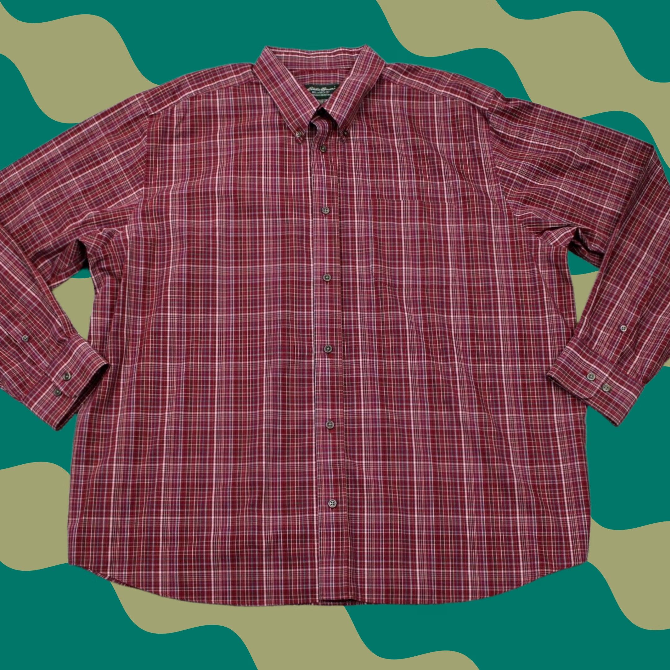 Eddie Bauer Eddie Bauer Shirt Adult 2XL XXL Red Plaid Relaxed Button-Up L/S Wrinkle Resistant Cotton Casual Mens Size US XXL / EU 58 / 5 - 1 Thumbnail