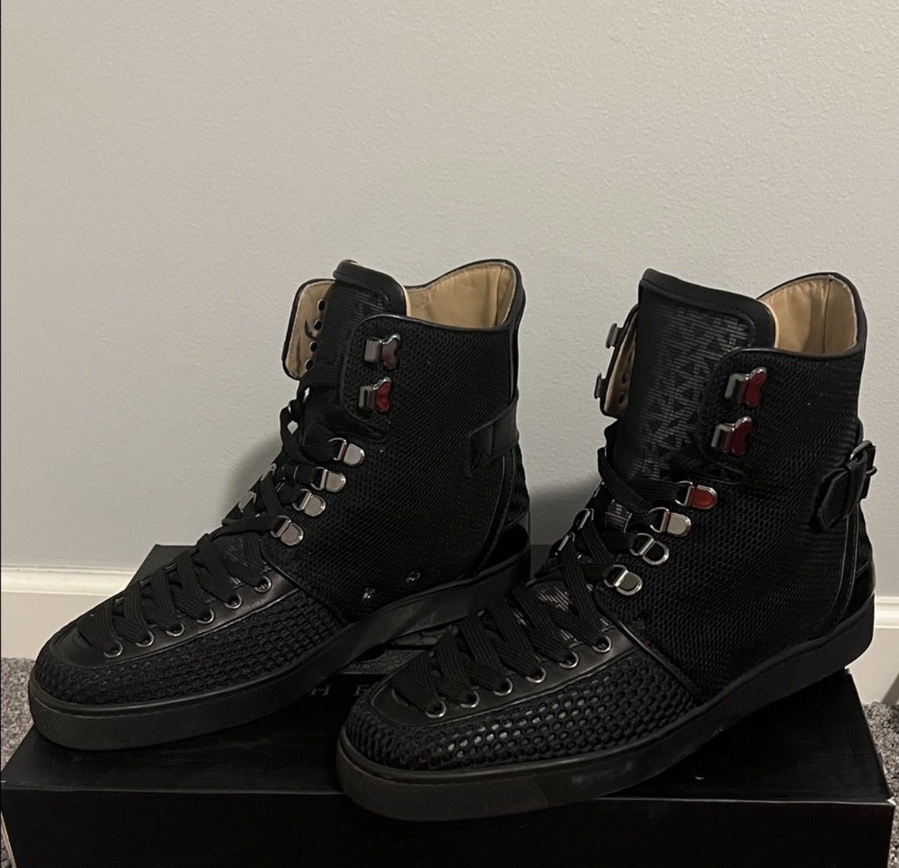 Christian Louboutin Christian Louboutin Louis Black High-Top Sneakers Size US 9.5 / EU 42-43 - 2 Thumbnail