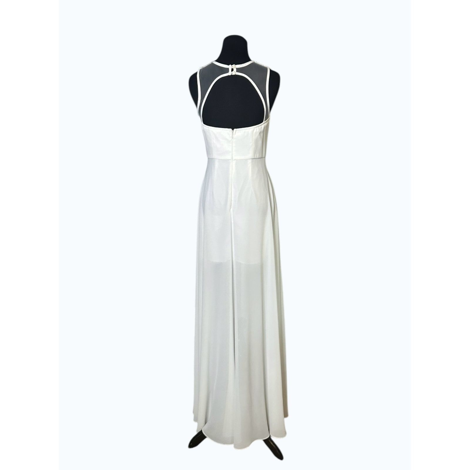GB GB white neck embellished detail long wedding dress size S Size S / US 4 / IT 40 - 2 Thumbnail