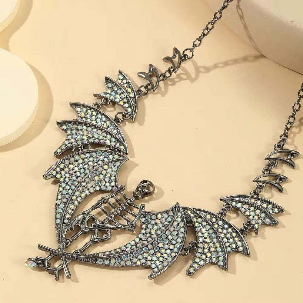 Vintage Vintage Bat Skull Skeleton Necklace Size ONE SIZE - 2 Thumbnail