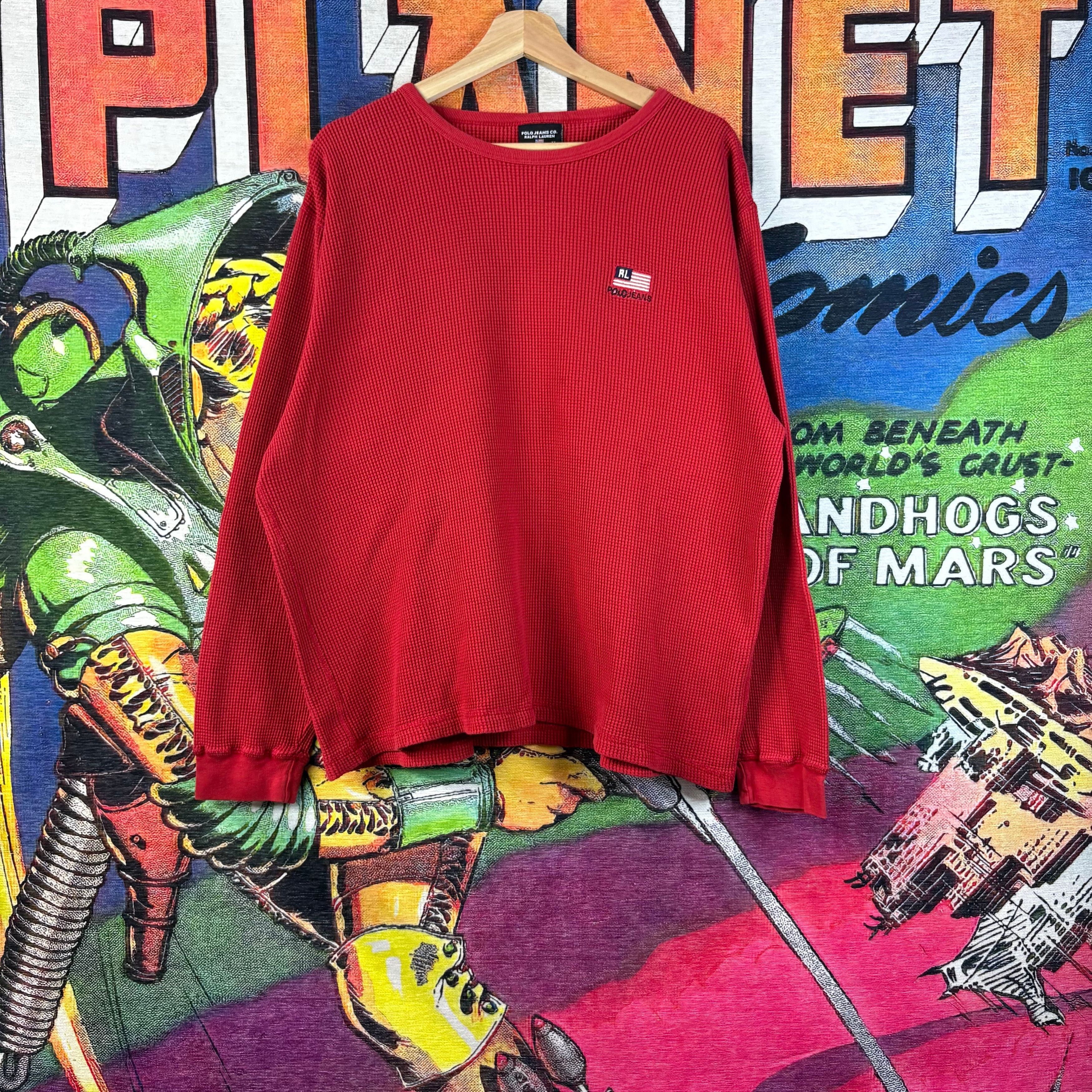 Polo Ralph Lauren Vintage 90s Polo Ralph Lauren Polo Jeans Co. Red Long-Sleeve Size US XL / EU 56 / 4 - 1 Thumbnail