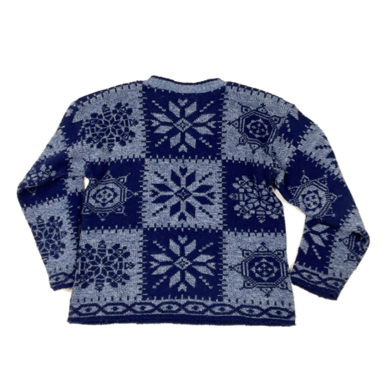 Vintage VINTAGE Rose Sweater Women M Blue Geometric Snowflake All-Over Pullover 90s USA Made Womens Size M / US 6-8 / IT 42-44 - 2 Thumbnail