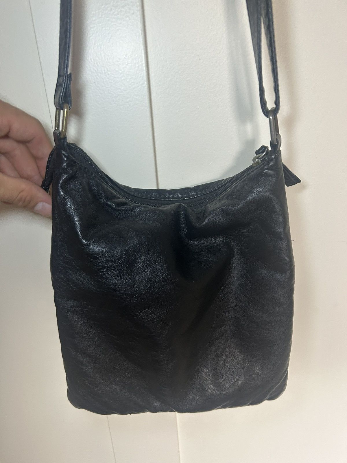 Vintage Vintage Cargo 90s leather/knit fabric crossbody shoulder bag Size ONE SIZE - 2 Thumbnail