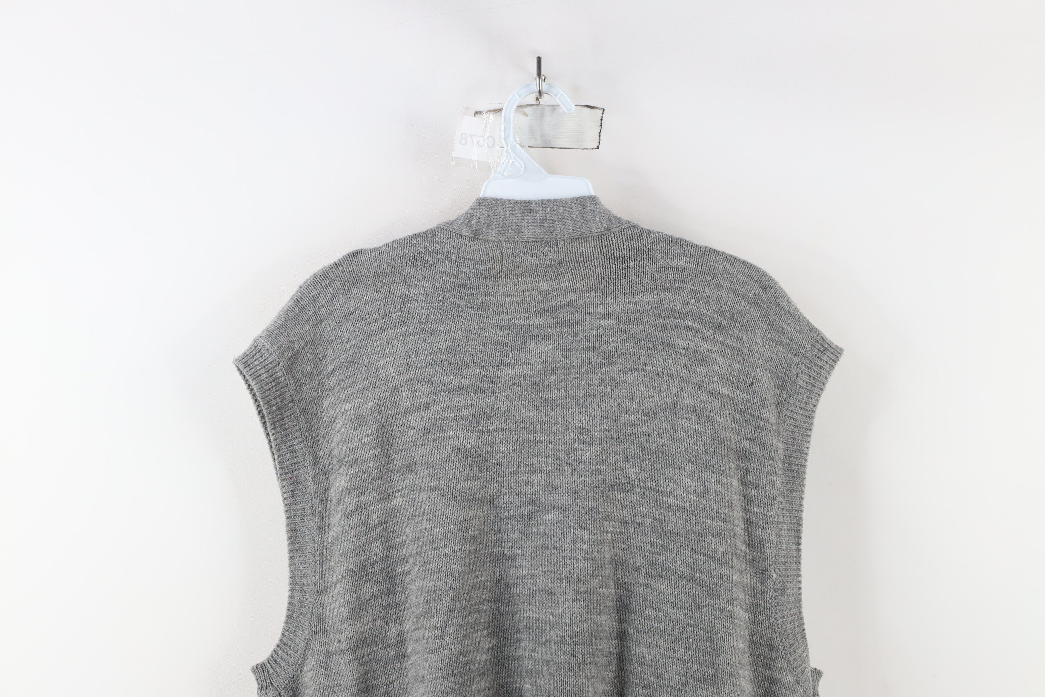 Vintage Vintage 70s Streetwear Chunky Cable Knit Sweater Vest Gray Size XL / US 12-14 / IT 48-50 - 10 Thumbnail