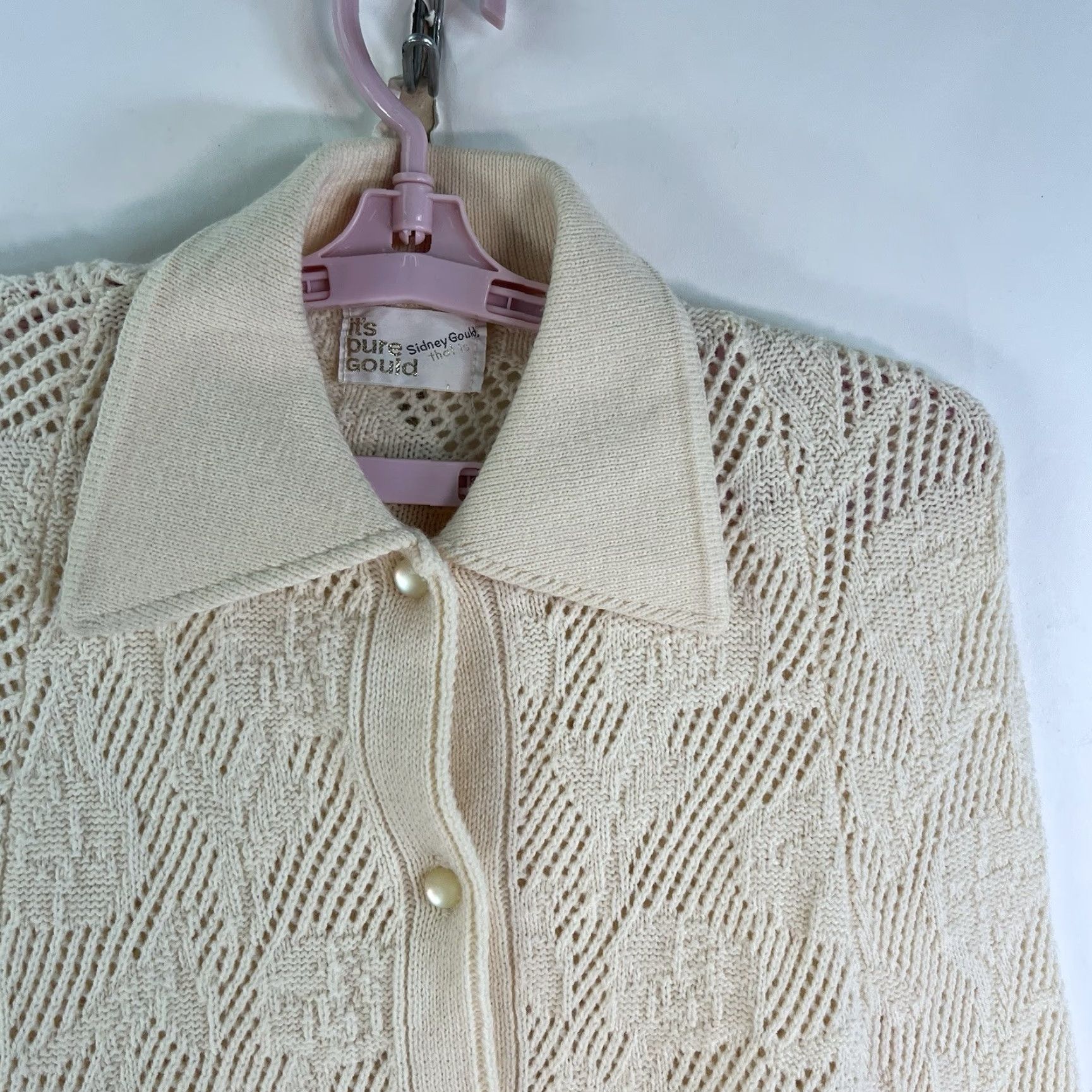 Vintage VINTAGE Sidney Gould 80's Knit Poncho Shawl Womens One Size Ivory Fringe Bohemian Size ONE SIZE - 5 Thumbnail