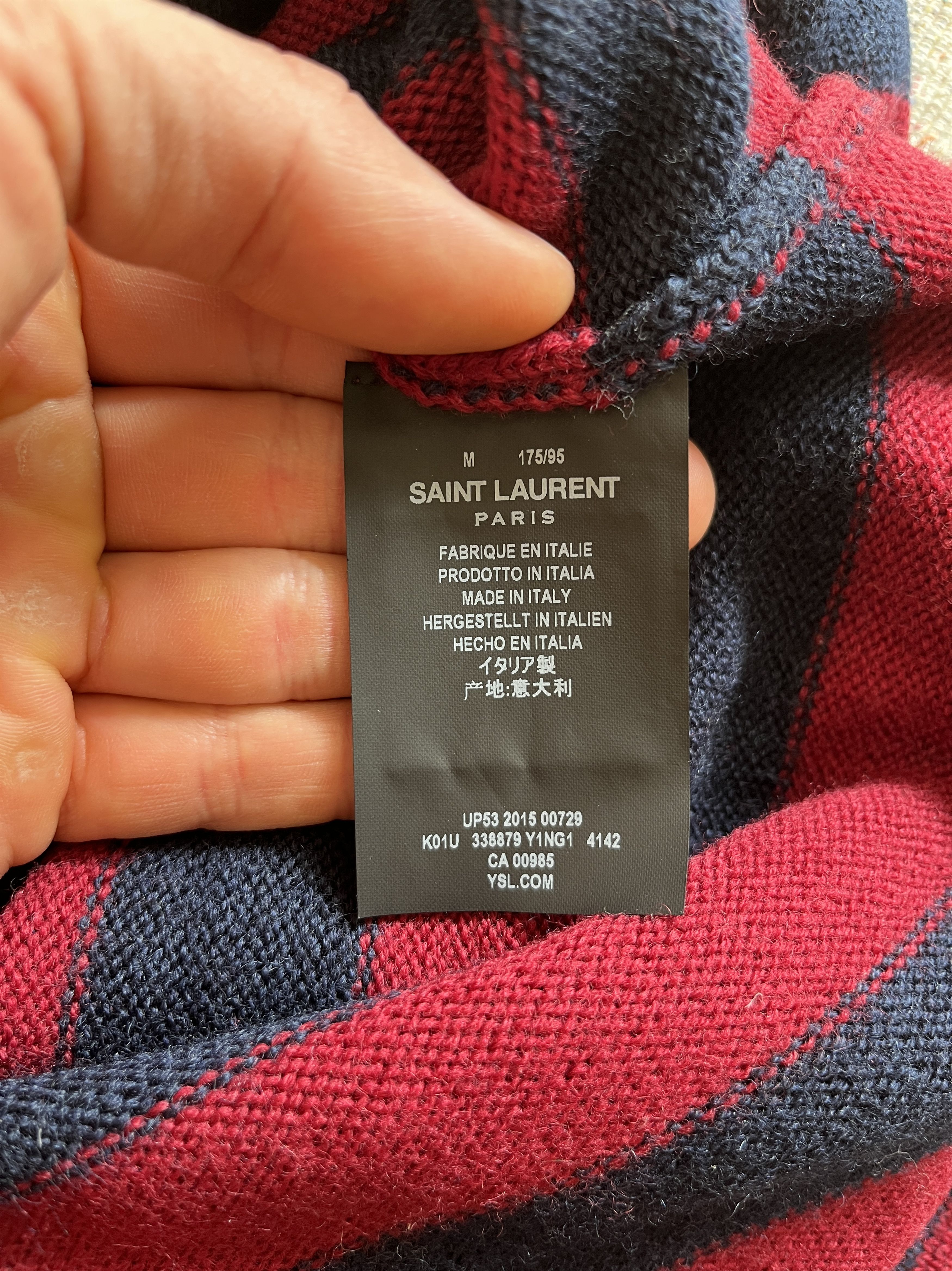 Saint Laurent Paris Saint Laurent Paris Red Navy Striped Sweater Size US M / EU 48-50 / 2 - 4 Thumbnail
