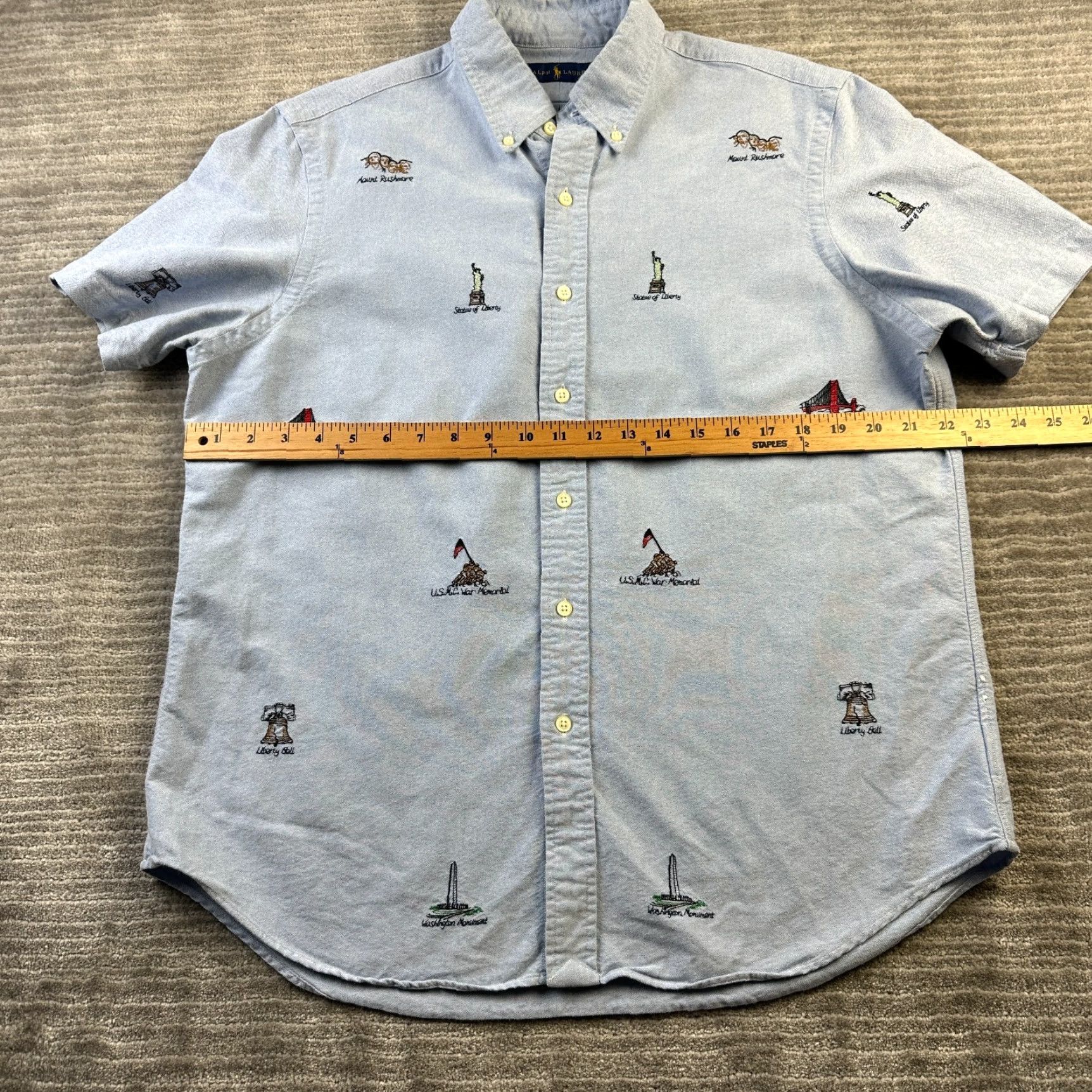 Polo Ralph Lauren Polo Ralph Lauren Shirt Mens Large Blue All Over Print Oxford USA Monuments Size US L / EU 52-54 / 3 - 7 Thumbnail