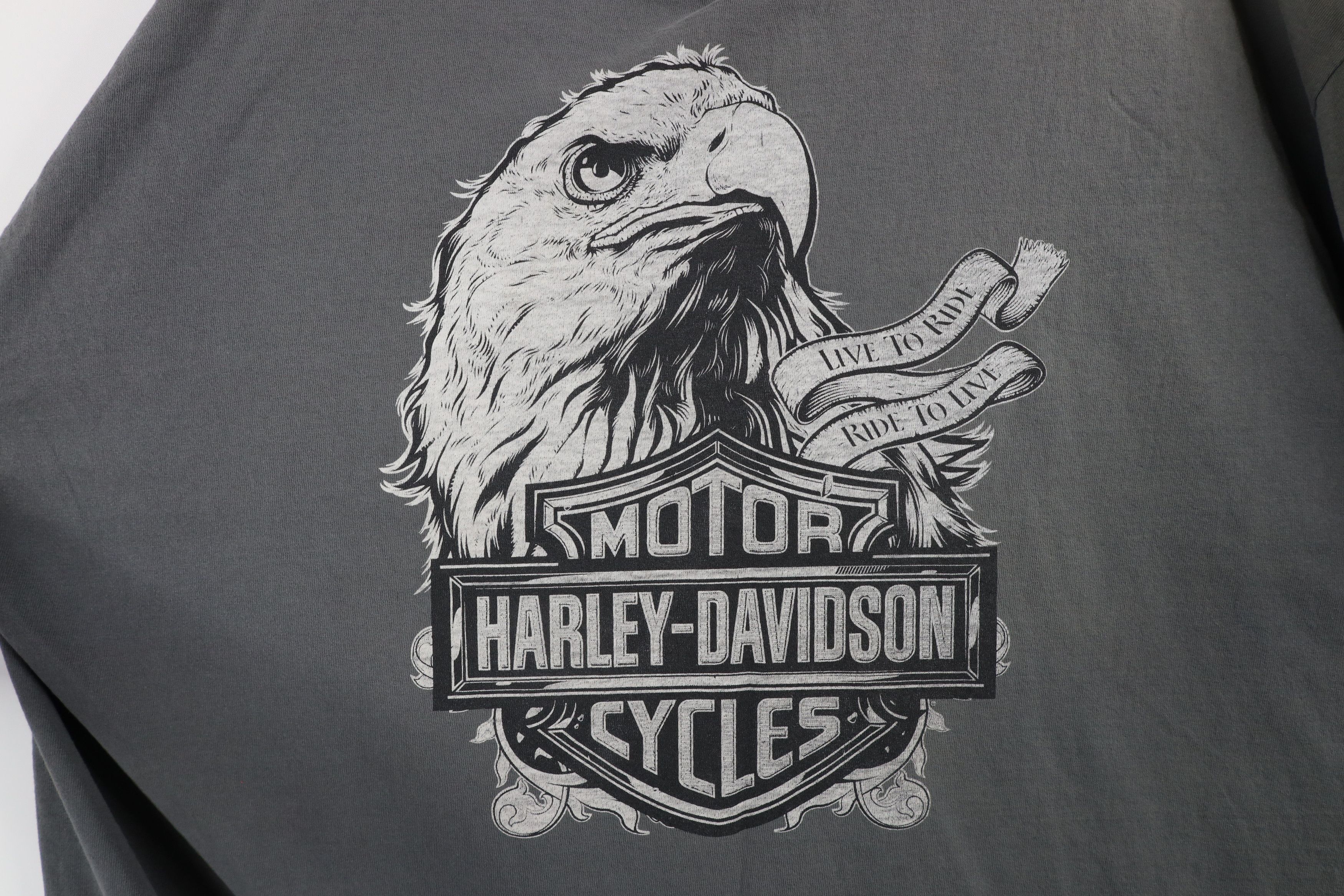 Harley Davidson × Vintage Vintage Harley Davidson Spell Out Big Logo Eagle T-Shirt Size US XXL / EU 58 / 5 - 4 Thumbnail