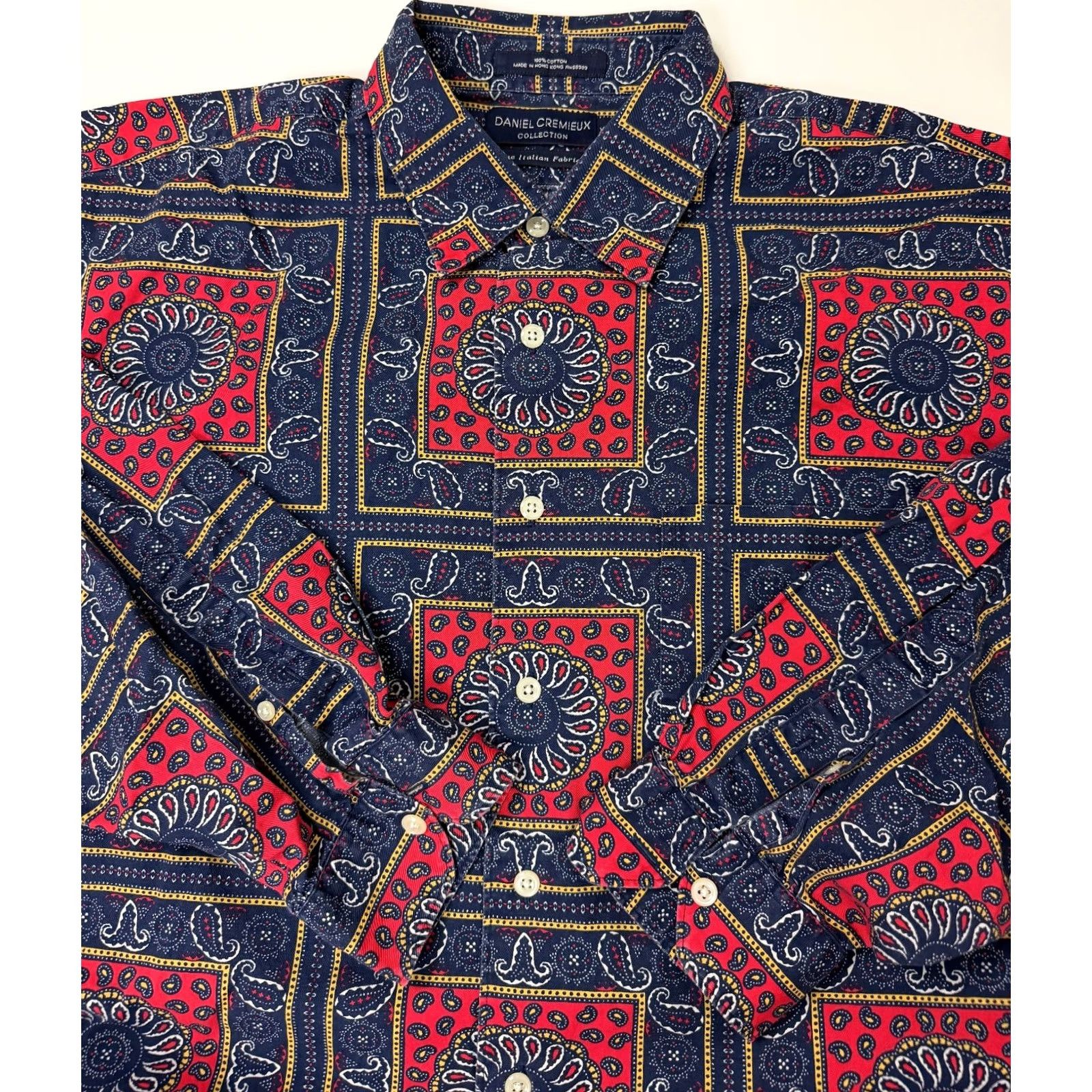 Vintage VINTAGE Daniel Cremieux Shirt Men XL Paisley Cotton Button-Up 90s Blue Size US XL / EU 56 / 4 - 2 Thumbnail
