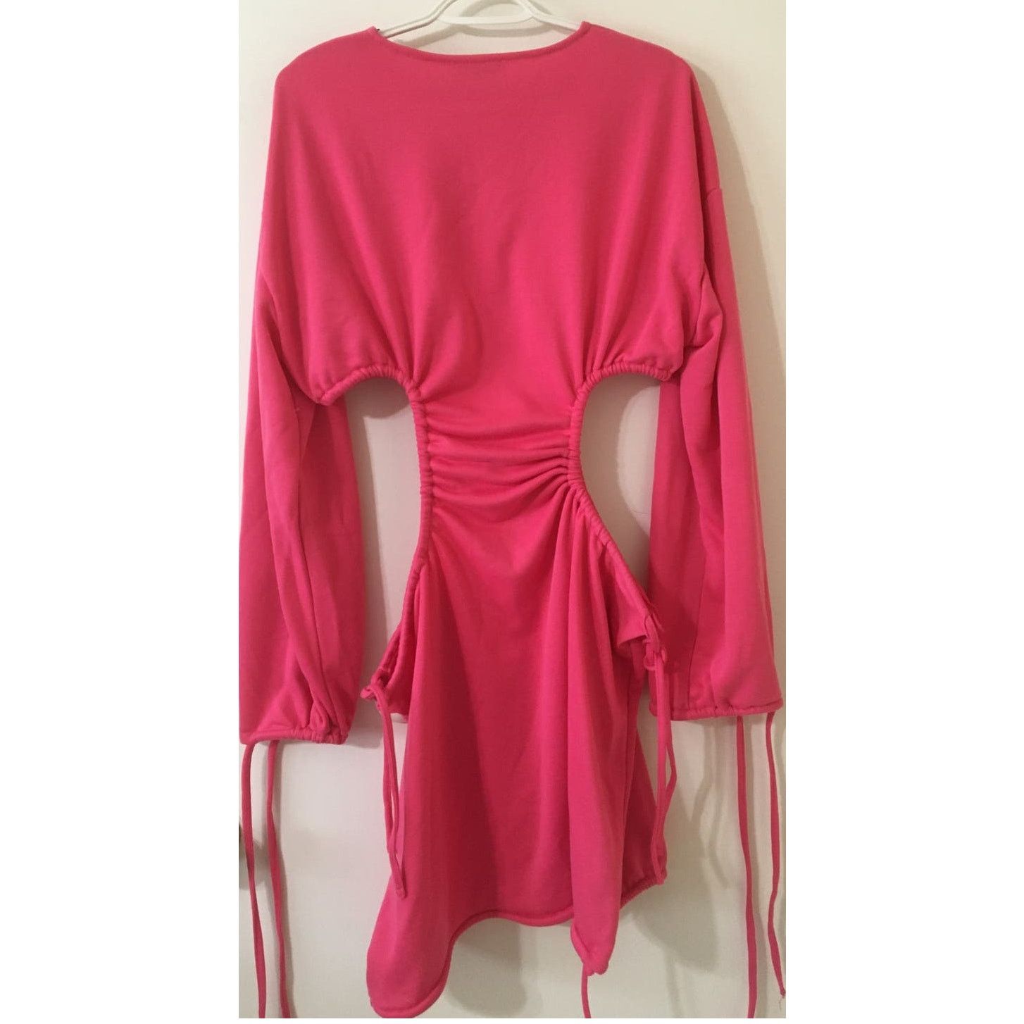 Other NWT Glamaker Hot Pink Medium Cut Out Waist Long Sleeve Dress Size M / US 6-8 / IT 42-44 - 4 Thumbnail