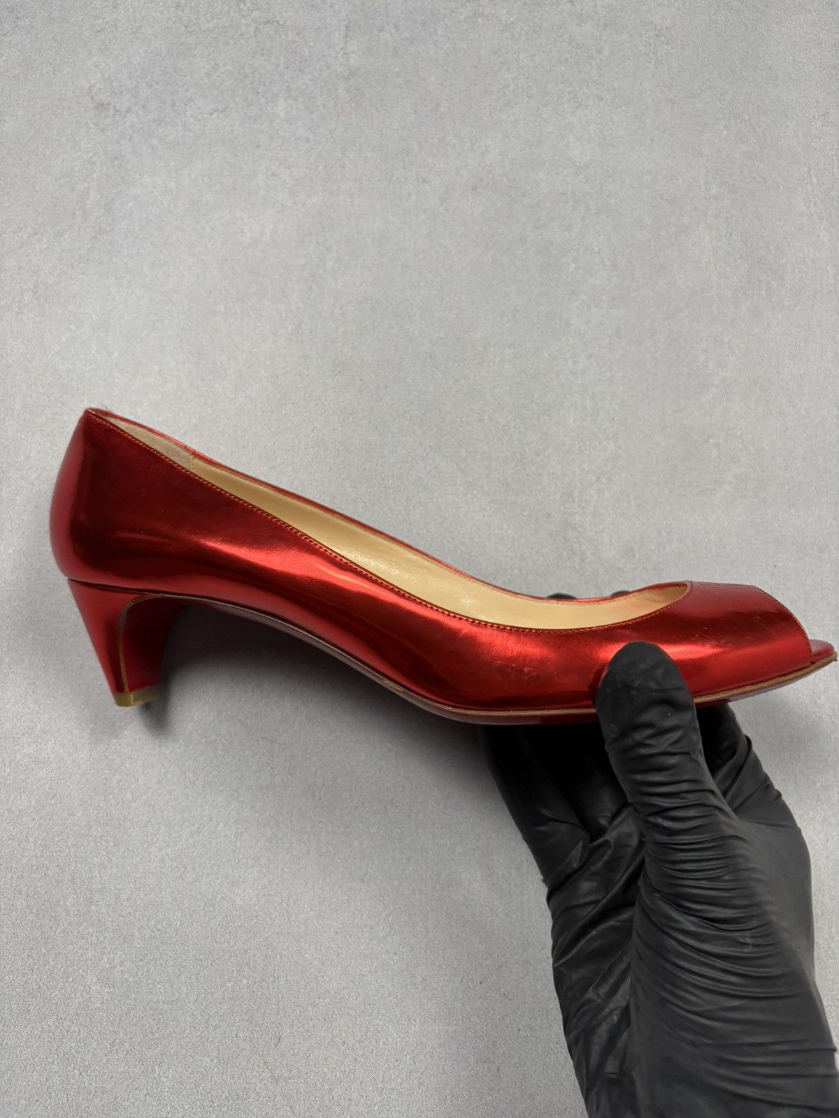 Christian Louboutin Christian Louboutin Red Metallic Peep Toe Heels Pumps Shoes Size US 9.5 / IT 39.5 - 15 Thumbnail