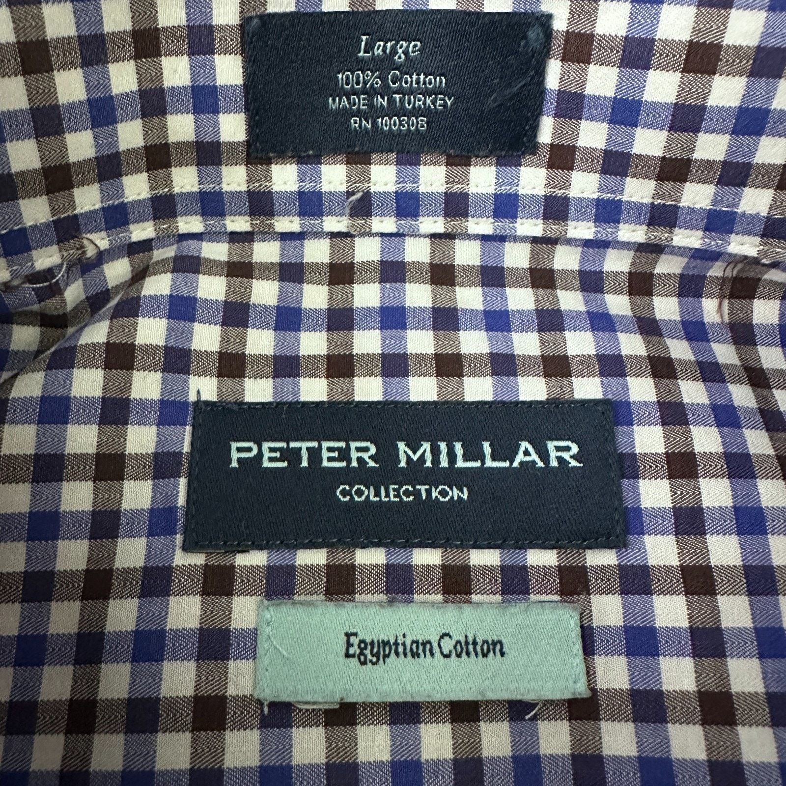 Peter Millar Peter Millar Shirt Mens L White Blue Check Egyptian Cotton Size US L / EU 52-54 / 3 - 6 Thumbnail