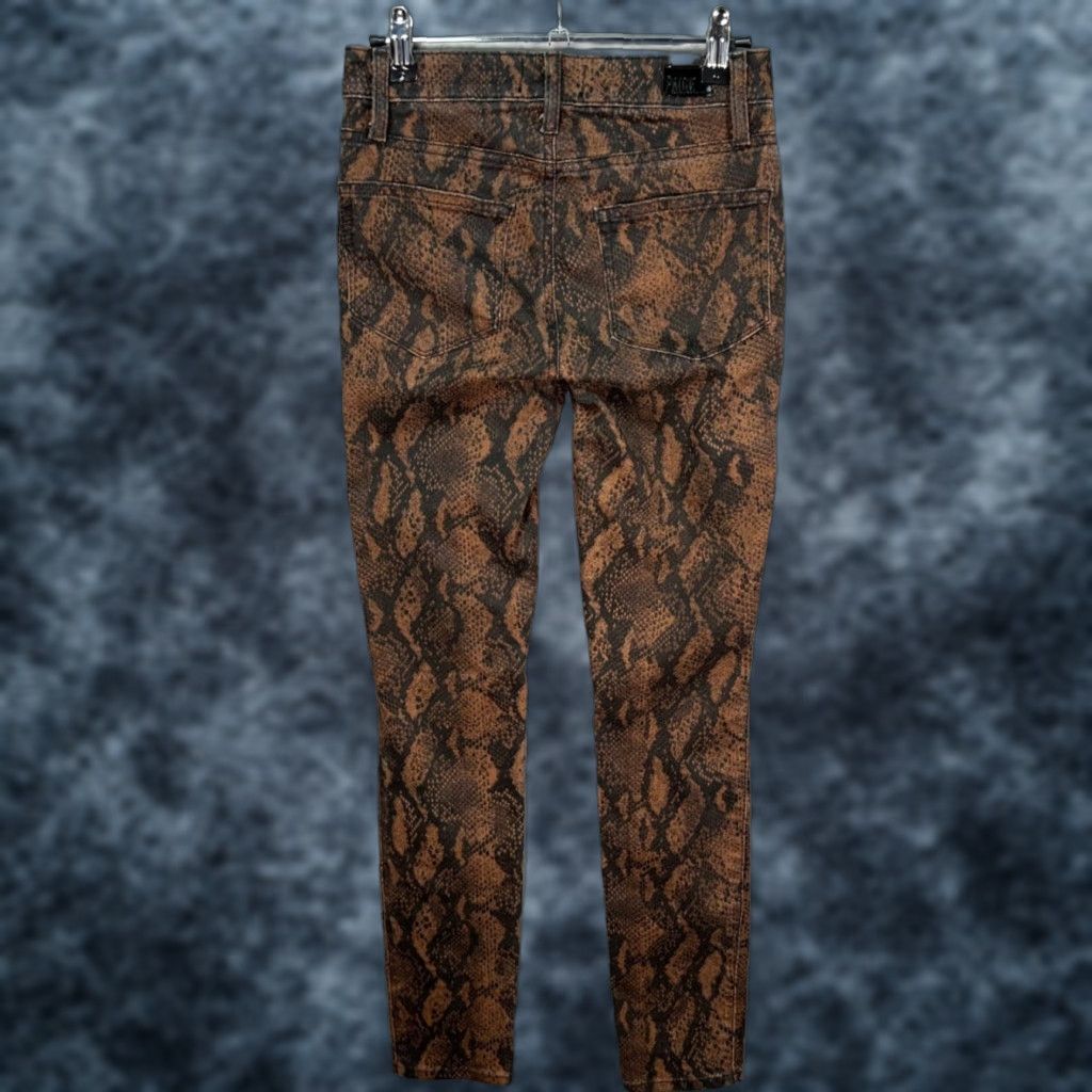 Paige Paige Jeans Womens 24 Brown Hoxton Ultra Skinny Snake Print Denim 5-Pocket Stretch Mid Rise Rayon Blend Modern Size 42" / US 20 - 1 Thumbnail
