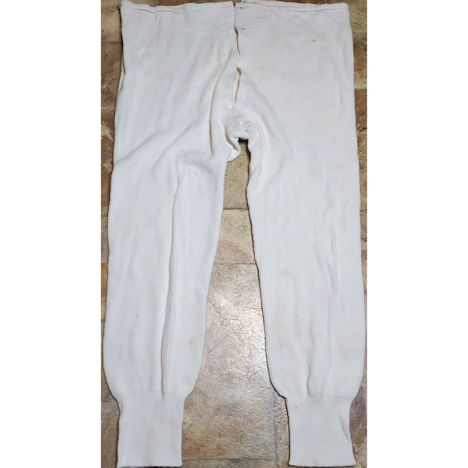 Vintage VINTAGE Rare US Military Long John Thermal Pants 1940s WW2, 33" Waist, White, Inseam 22", 1940s Military Long Johns Size US 33 - 2 Thumbnail