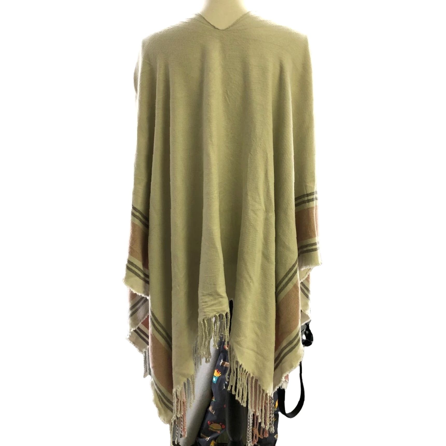 Pinko Womens Boho Fringe Poncho Cardigan Sweater OS Lightweight Multicolor Viscose Knit Suzu Size ONE SIZE - 3 Thumbnail