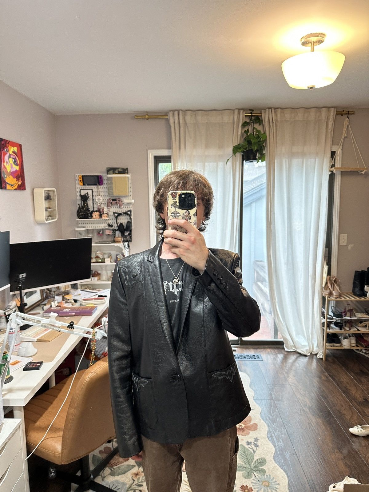 Saint Laurent Paris SS19 Leather Jacket Blazer Western Detail Size US M / EU 48-50 / 2 - 12 Thumbnail
