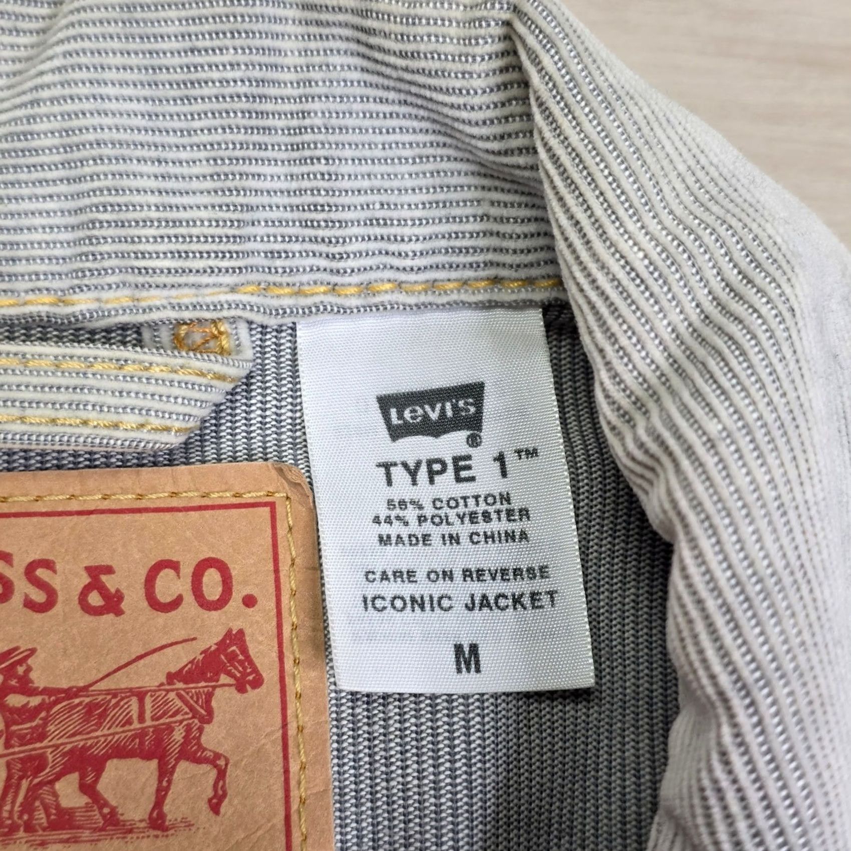 Levi's Levi's Type 1 Corduroy Iconic Jacket Mens Medium Gray Striped Button Snap Pocket Front Size US M / EU 48-50 / 2 - 6 Thumbnail