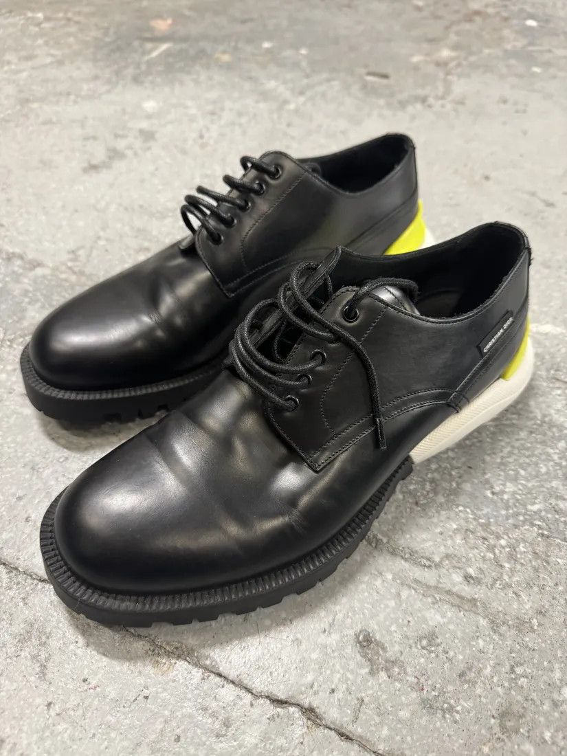 Dior × Vintage Christian Dior Yellow & Black Derby Leather Shoes by Kim Jones Size US 7.5 / EU 40-41 - 2 Thumbnail