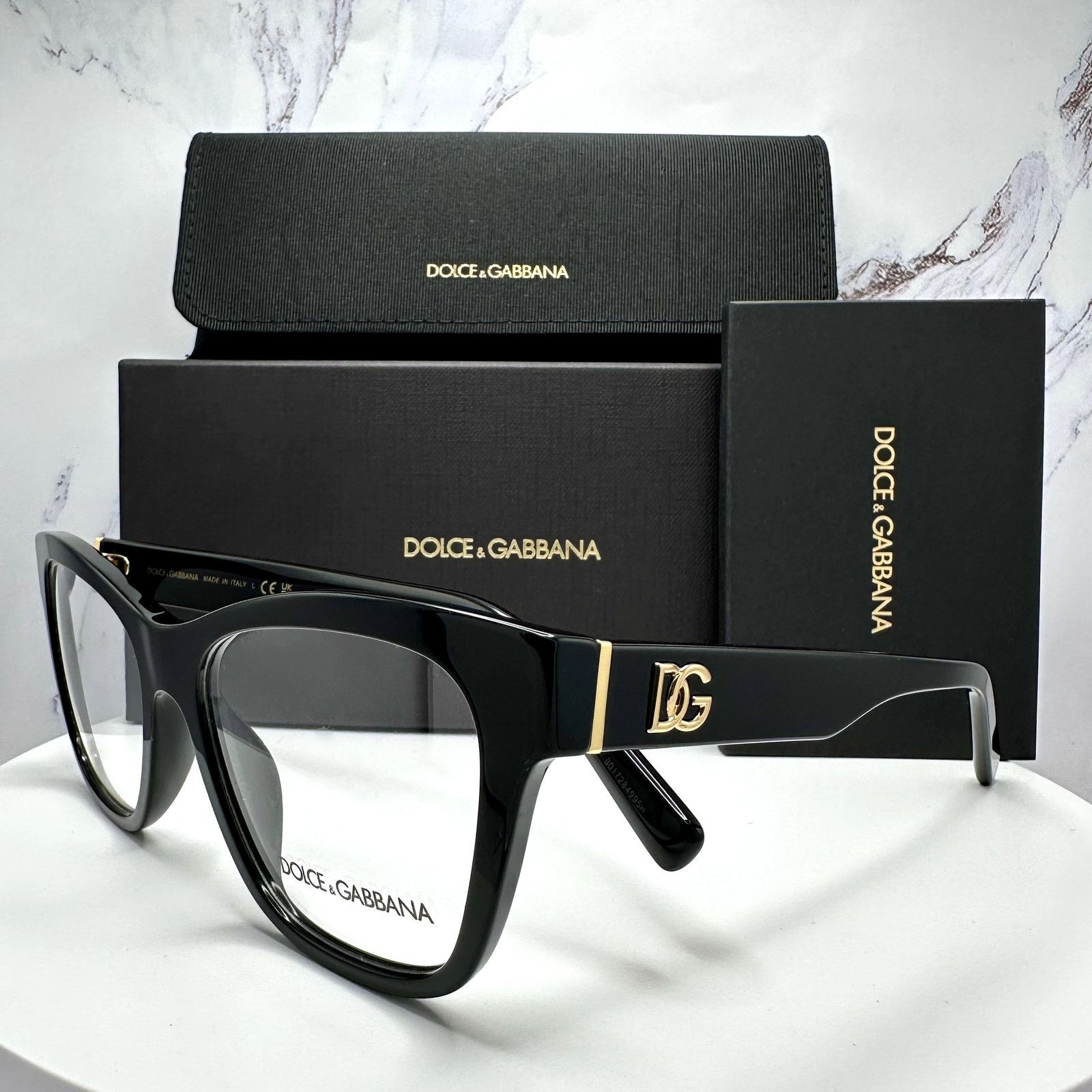 Dolce & Gabbana New Dolce&Gabbana Eyeglasses Black Square Gold Metal Frames Size ONE SIZE - 1 Thumbnail