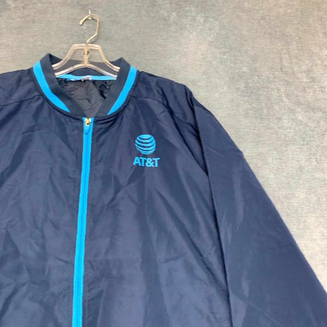 Logo 7 AT&T Bomber Jacket Womens XL Navy Full Zip Pockets Spellout Logo Uniform Work Size XL / US 12-14 / IT 48-50 - 5 Thumbnail