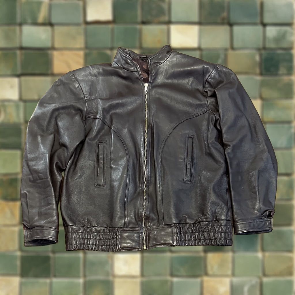 Vintage VINTAGE Unbranded 70s Leather Jacket L Brown Full Zip Motorcycle Classic Biker Mens Womens Size US L / EU 52-54 / 3 - 1 Thumbnail