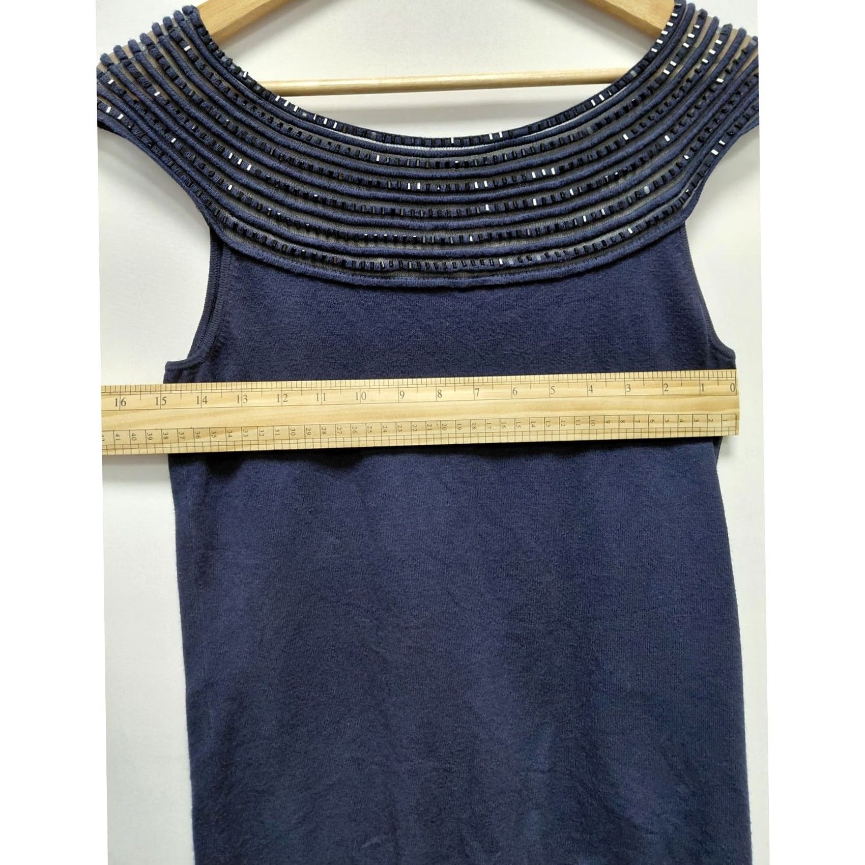 Boston Proper Boston Proper Beaded Knit Top Sleeveless Blue Solid Women Size M Size M / US 6-8 / IT 42-44 - 6 Thumbnail