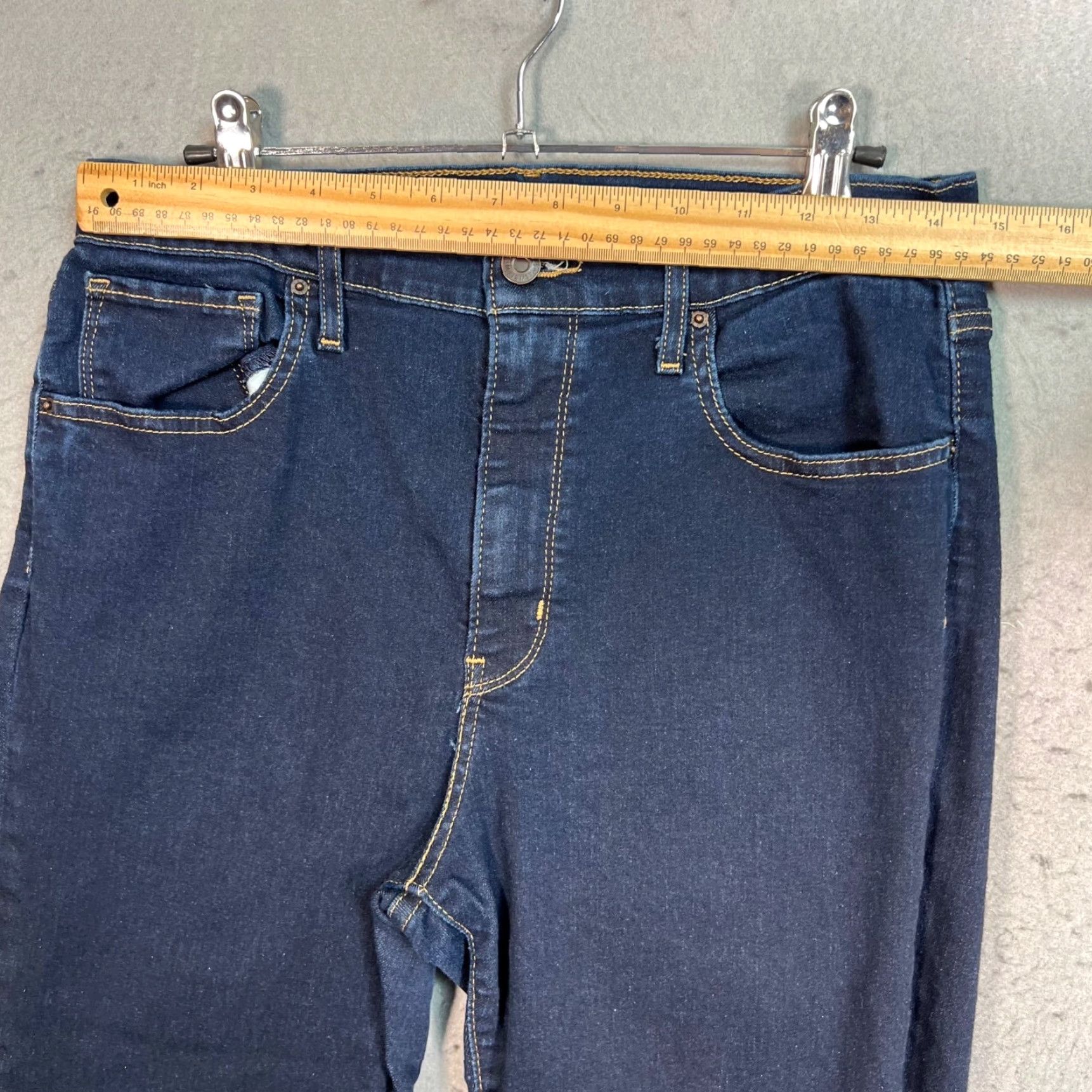 Levi's Levi's 724 Jeans Women's 32 High Rise Straight Crop Dark Wash Denim Frayed Hem Blue 5-Pocket Regular Size 32 Womens Jeans Size 24" / US 00 / IT 34 - 6 Thumbnail
