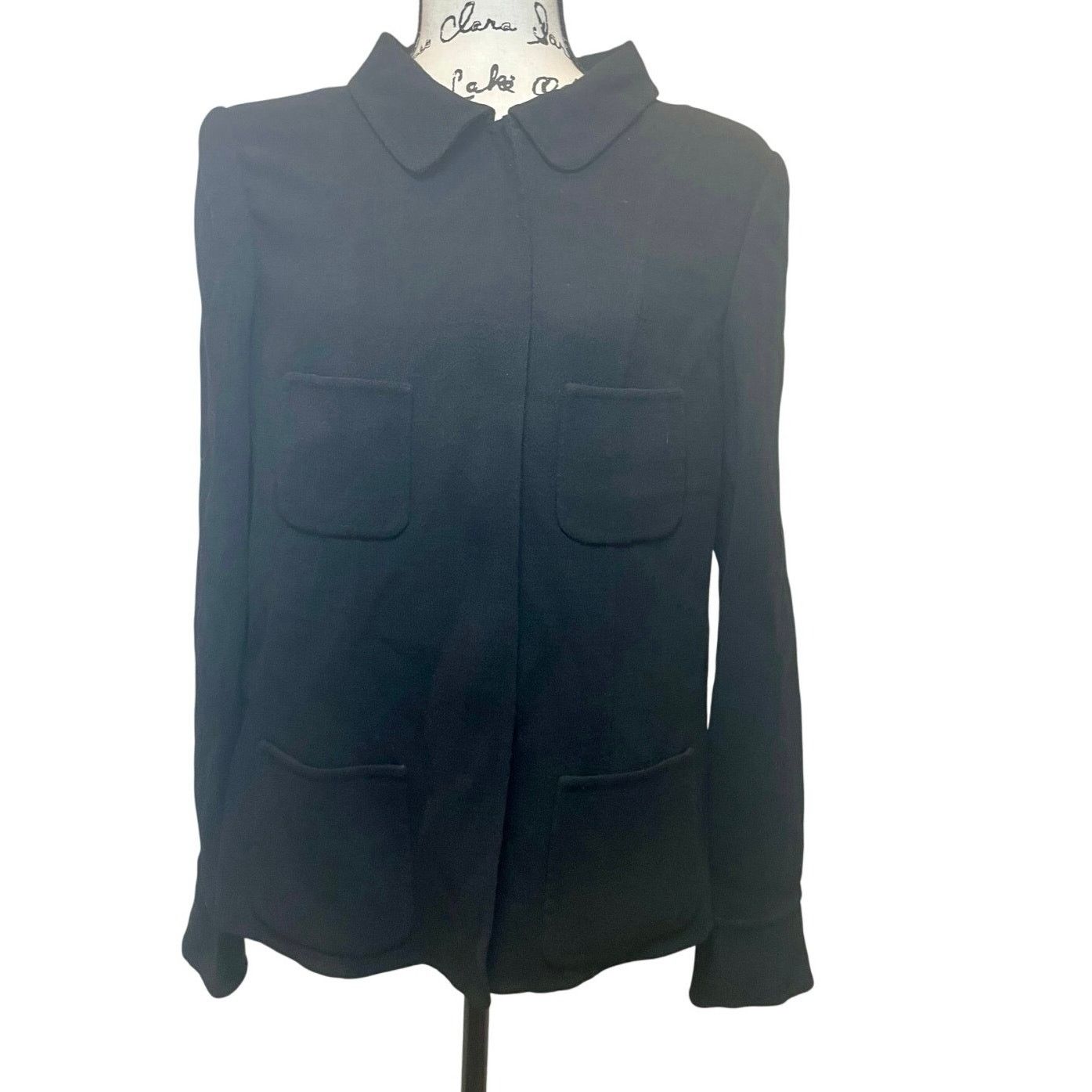 Oscar De La Renta 90’s OSCAR DE LA RENTA BLAZER SILK ZIP UP BLACK SZ 12 GOTH Size XL / US 12-14 / IT 48-50 - 7 Thumbnail