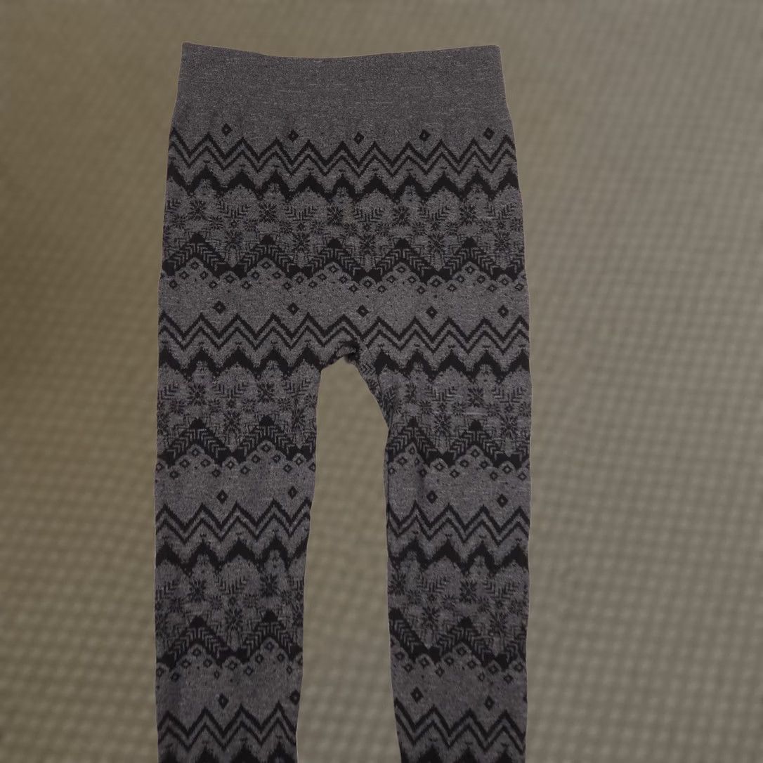 Vintage Muk Luks Leggings Womens M/L Gray Fair Isle Thermal Fleece Winter Warm Size 32" / US 10 / IT 46 - 1 Thumbnail