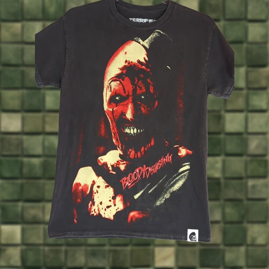 Vintage Terrifier T Shirt Art the Clown Horror Black Crew Neck Short Sleeve Men's S Halloween Graphic Print Double-Sided Size US S / EU 44-46 / 1 - 1 Thumbnail