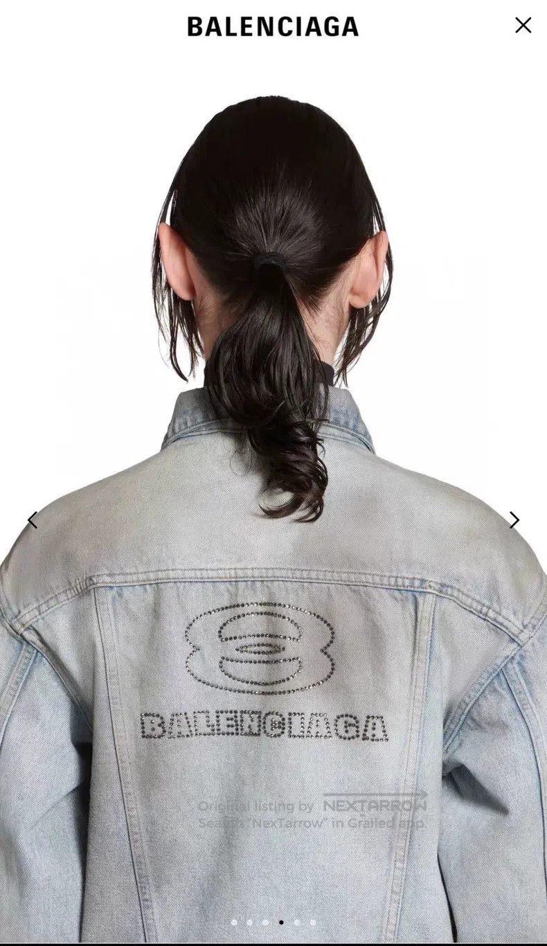 Balenciaga Balenciaga Crystal Embellished Denim Jacket Size XXS / US 00 / IT 34 - 5 Thumbnail