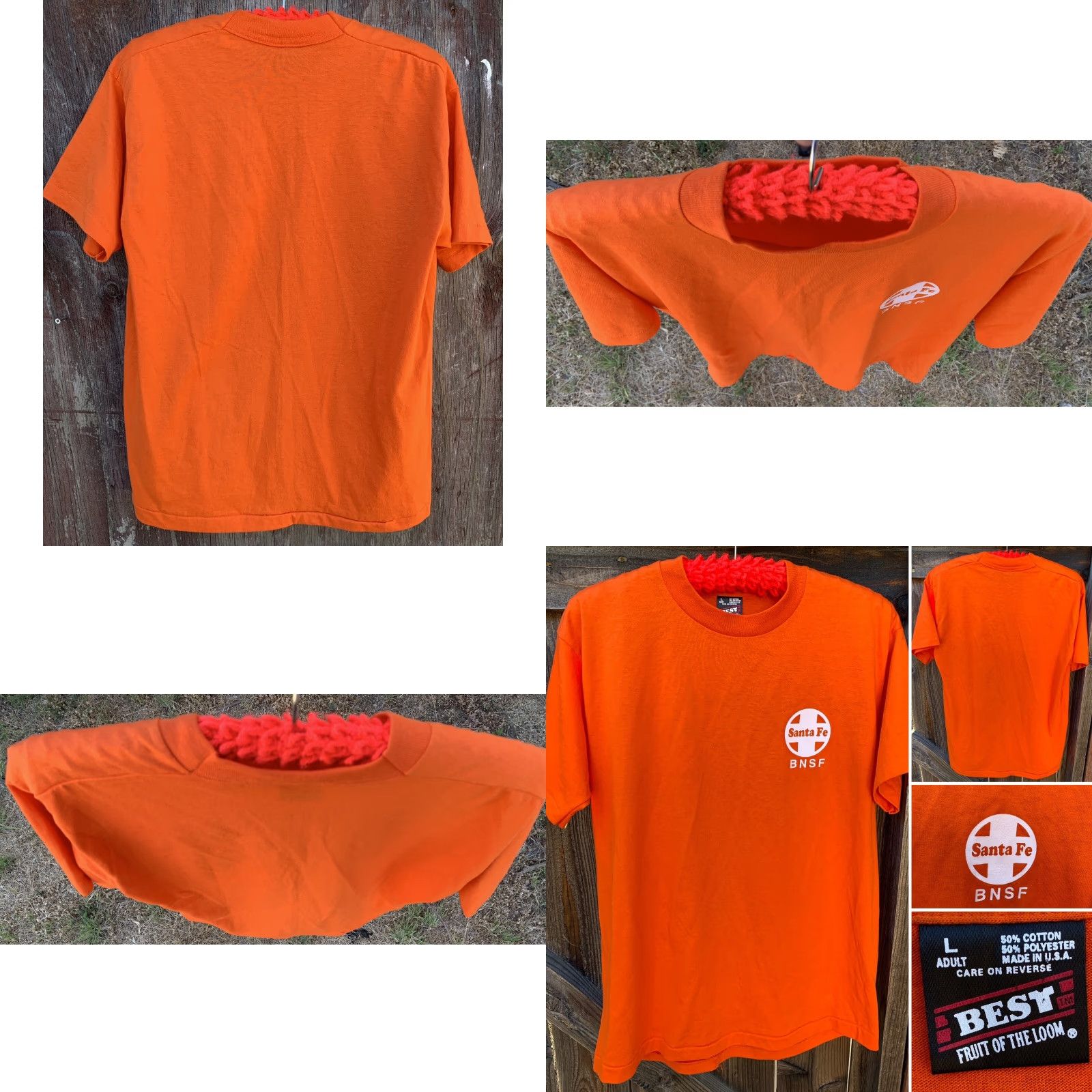 Fruit Of The Loom VINTAGE Santa Fe BNSF T Shirt Railroad Train Graphic Tee Single Stitch Size L Men Size US L / EU 52-54 / 3 - 8 Thumbnail