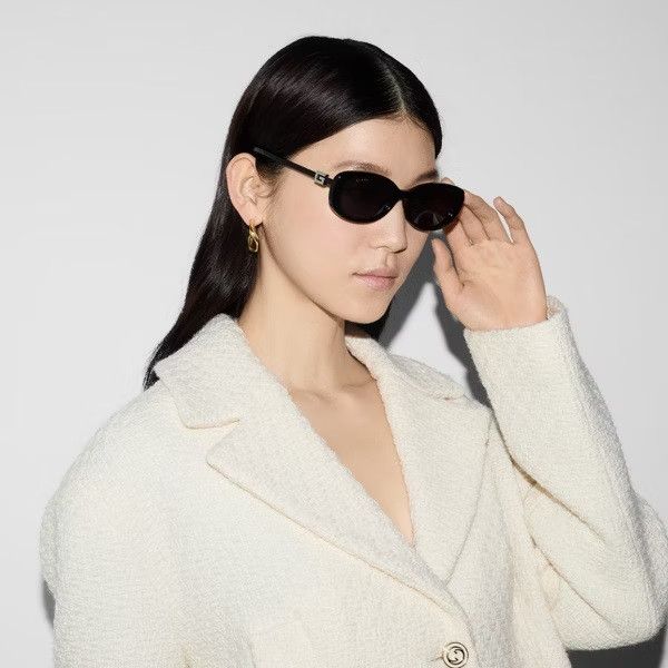 Gucci NEW Gucci GG1684SA 001 Grey Unisex Oval Sunglasses GG 1684SA Size ONE SIZE - 10 Thumbnail