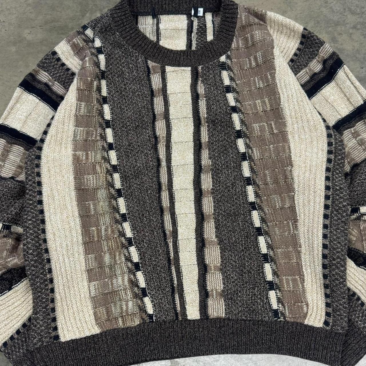 Protege × Vintage Vintage 80s Cream and Brown Protege Coogi Style Sweater Size US S / EU 44-46 / 1 - 2 Thumbnail